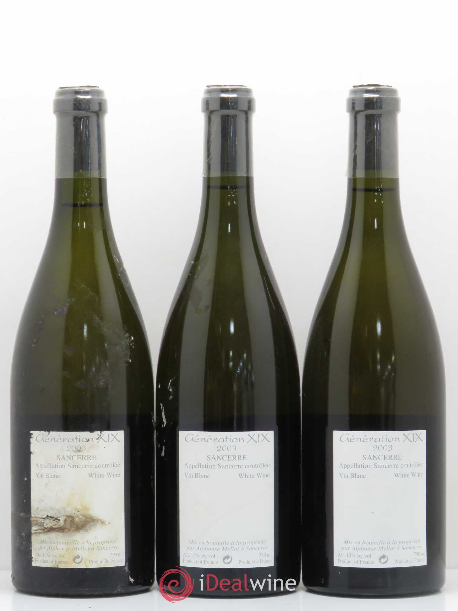 Sancerre Génération XIX Alphonse Mellot (sans prix de réserve) 2003 - Lot de 3 bouteilles - 1