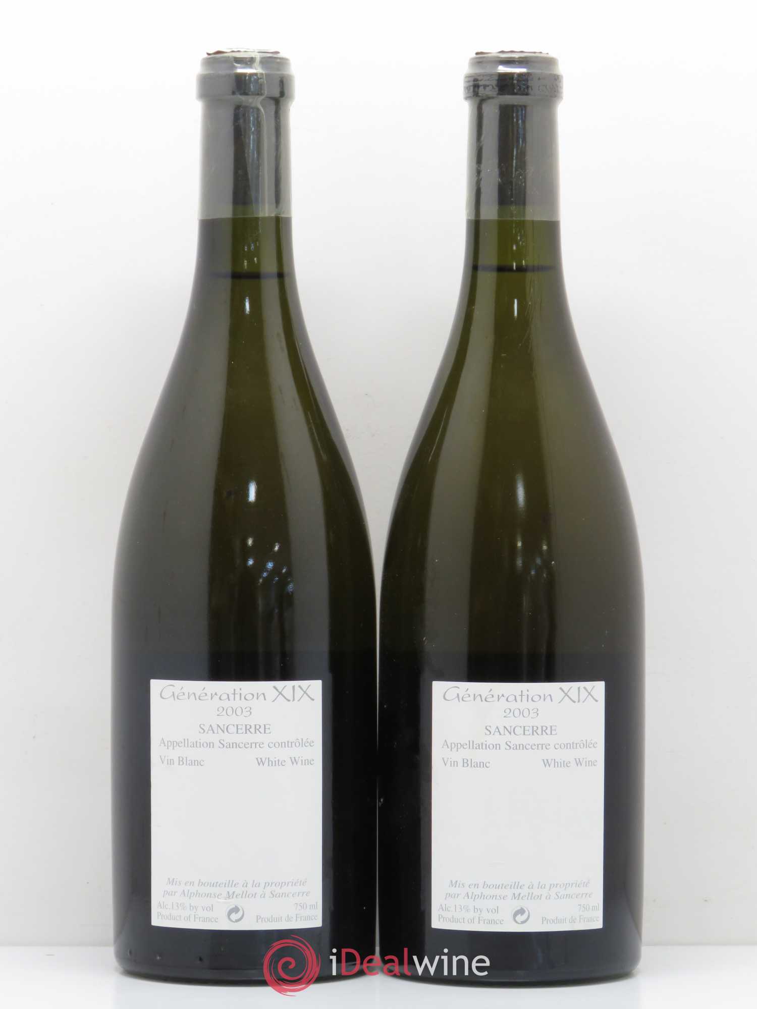 Sancerre Génération XIX Alphonse Mellot (senza prezzo di riserva) 2003 - Lotto di 2 bottiglie - 1