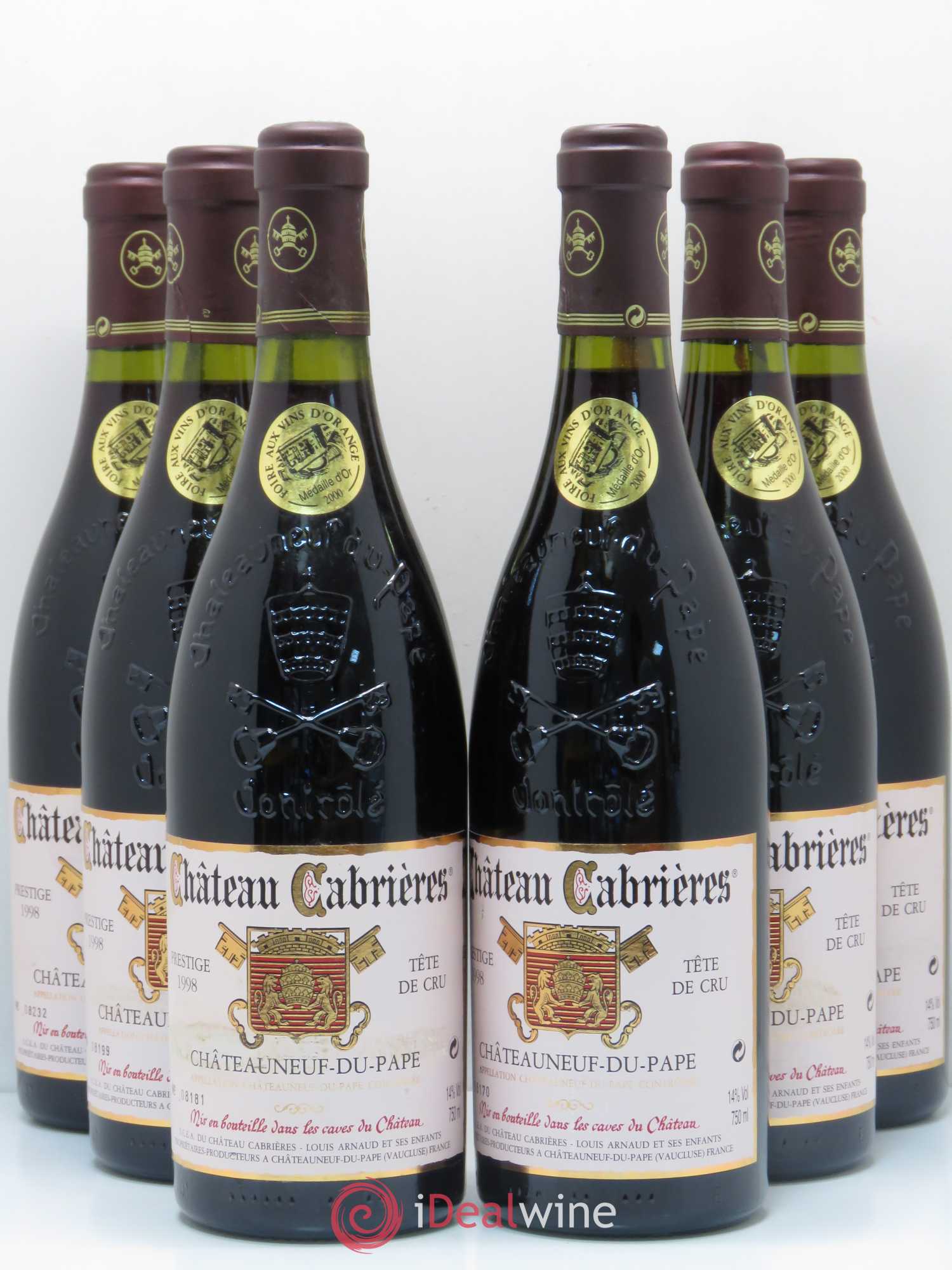 Châteauneuf-du-Pape Château Cabrieres 1998 - Lot de 6 bouteilles - 0