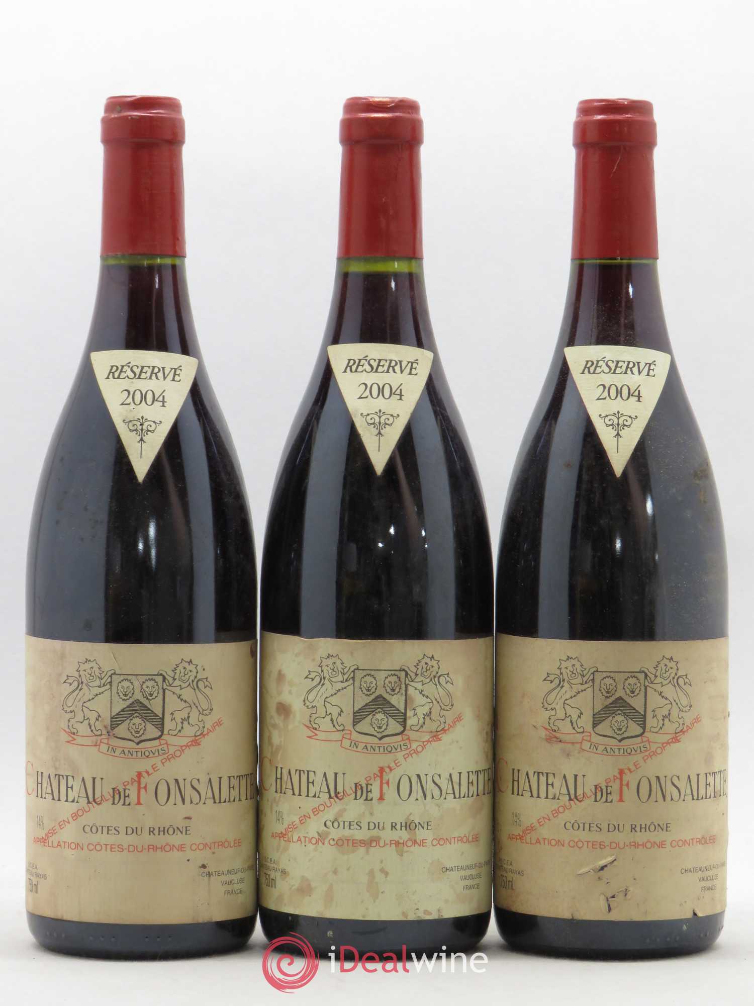 Côtes-du-Rhône Château de Fonsalette Emmanuel Reynaud 2004 - Lot de 3 bouteilles - 0