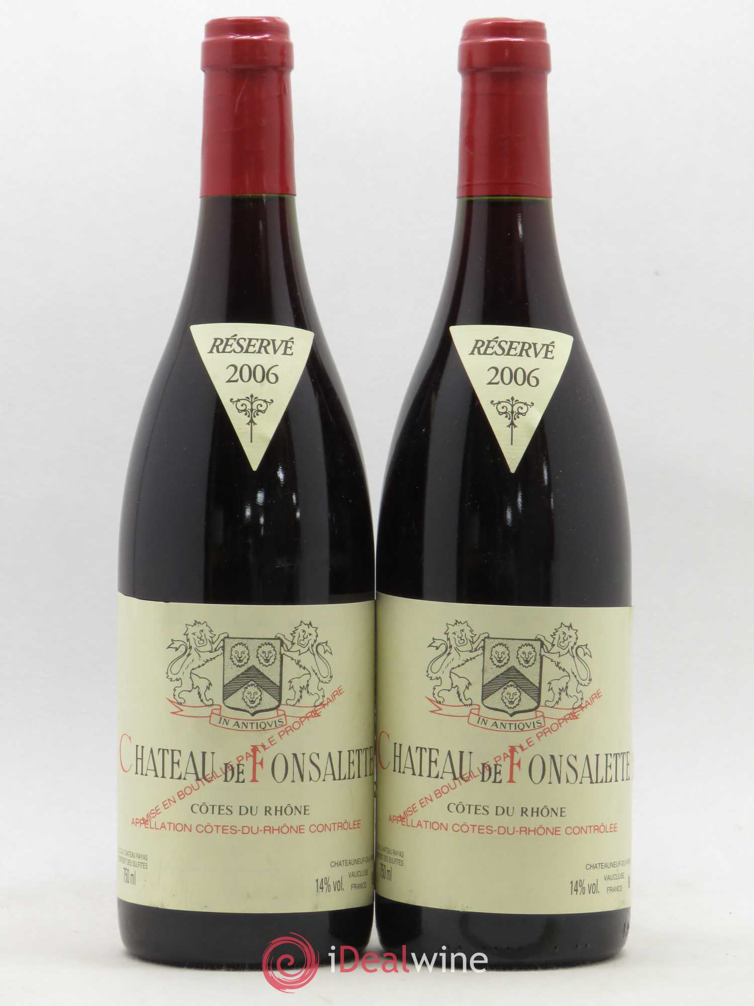 Côtes-du-Rhône Château de Fonsalette Emmanuel Reynaud 2006 - Lot de 2 bouteilles - 0