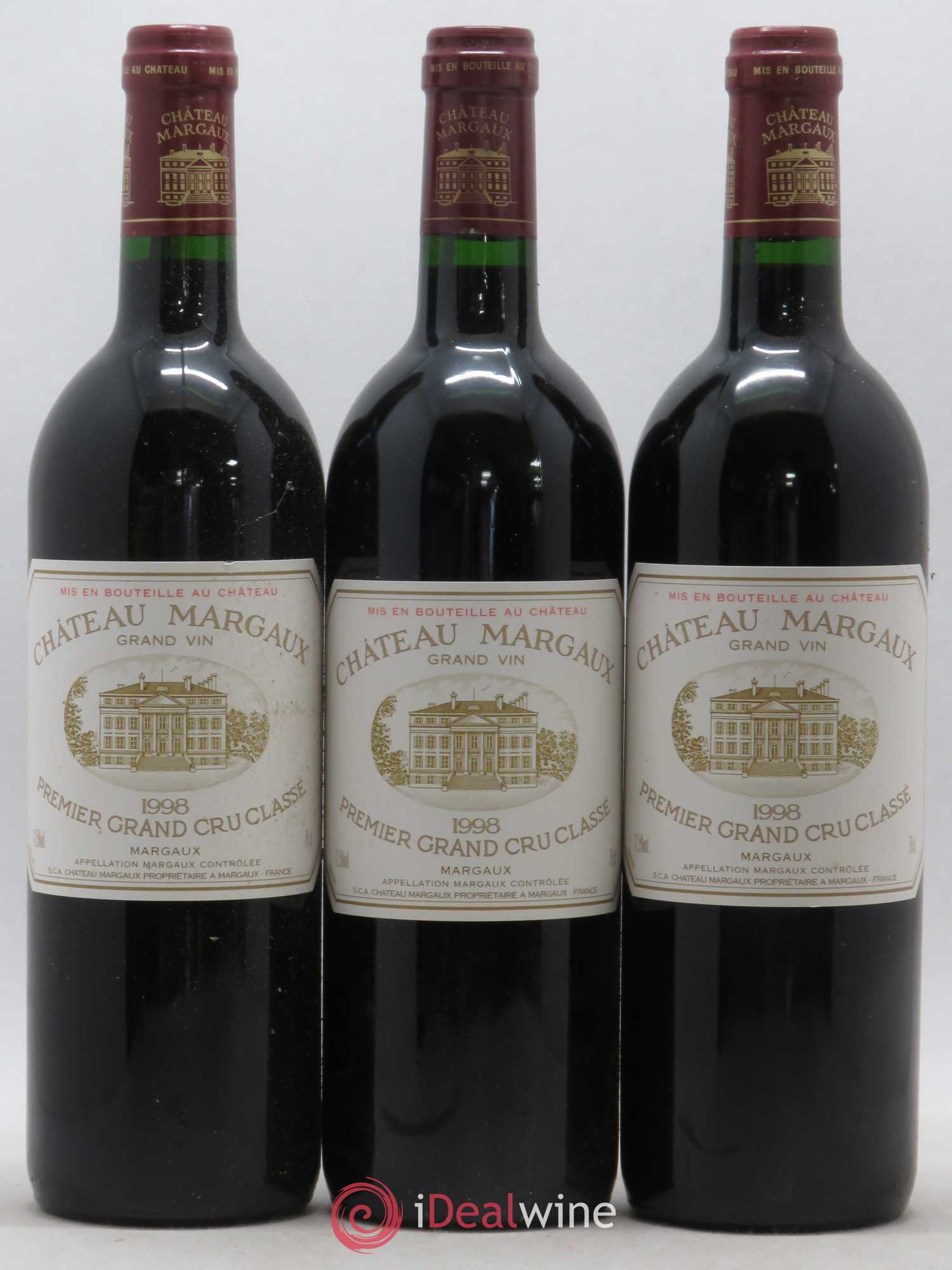 Château Margaux 1er Grand Cru Classé 1998 - Lot de 3 bouteilles - 0