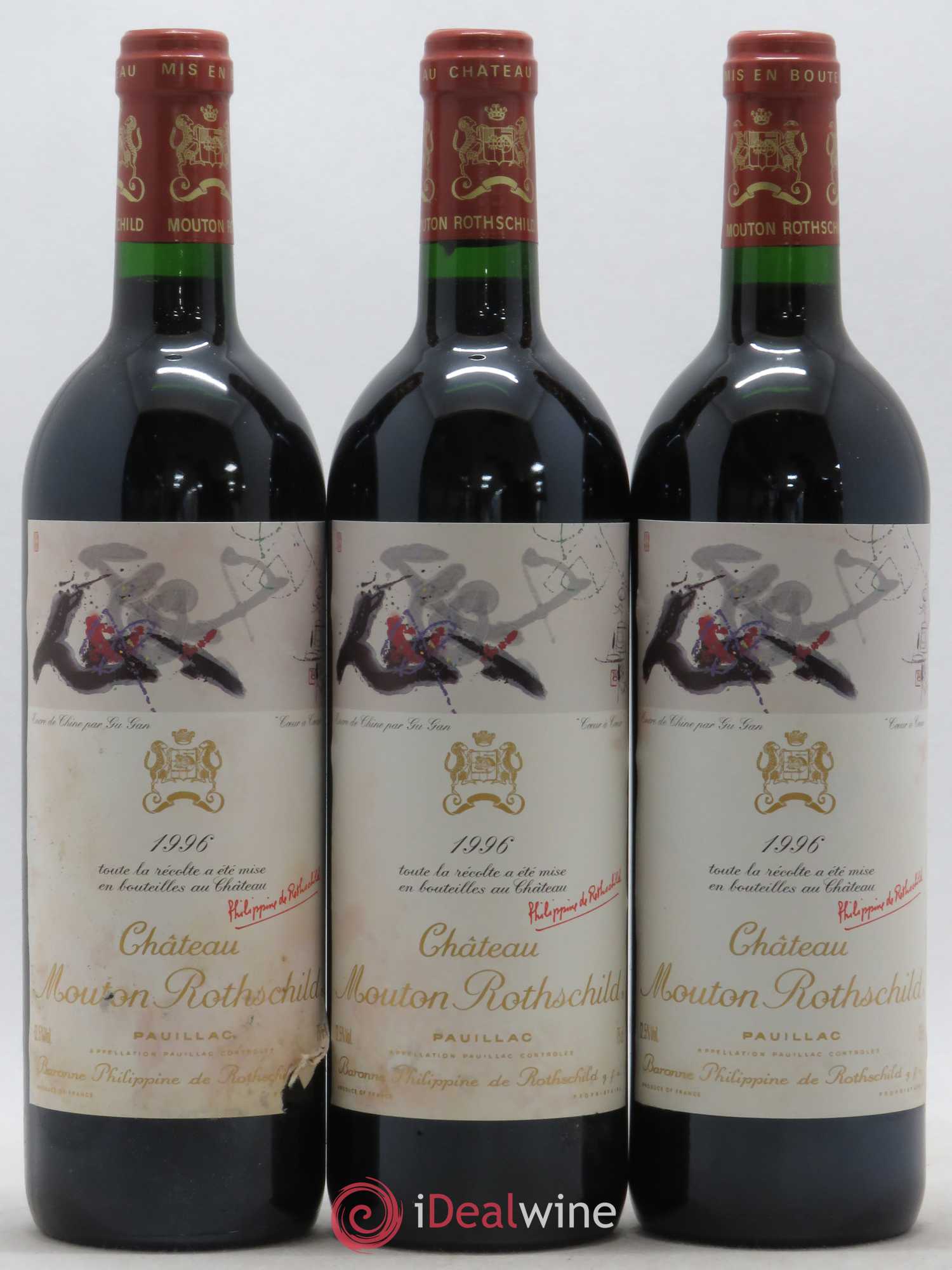 Château Mouton Rothschild 1er Grand Cru Classé 1996 - Lot de 3 bouteilles - 0