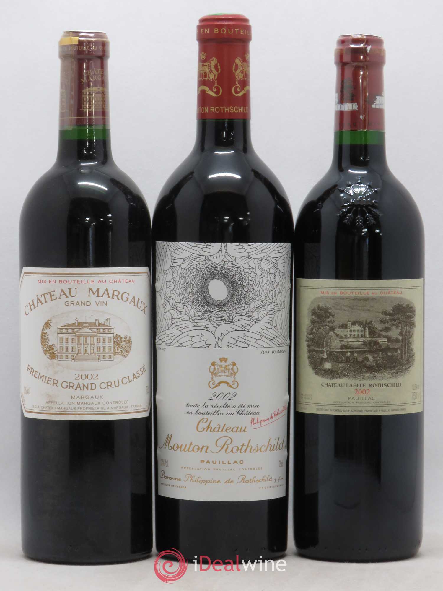 Caisse Collection Duclot 1 PETRUS, 1 LATOUR, 1 HAUT BRION, 1 LA MISSION HAUT BRION, 1 AUSONE, 1 CHEVAL BLANC, 1 MOUTON ROTHSCHILD, 1 MARGAUX, 1 LAFITE ROTHSCHILD 2002 - Posten von 9 Flaschen - 1