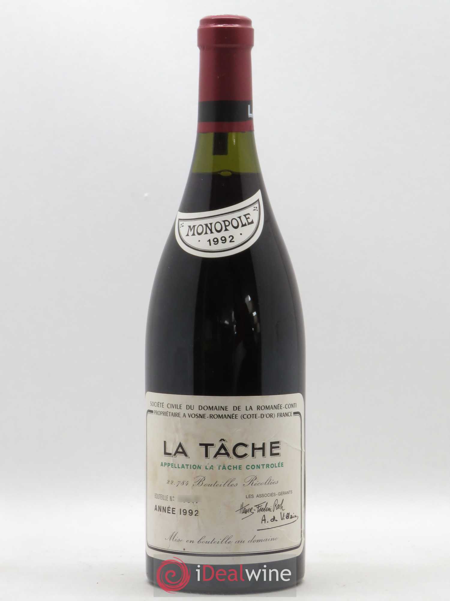 La Tâche Grand Cru Domaine de la Romanée-Conti 1992 - Lot de 1 bouteille - 0