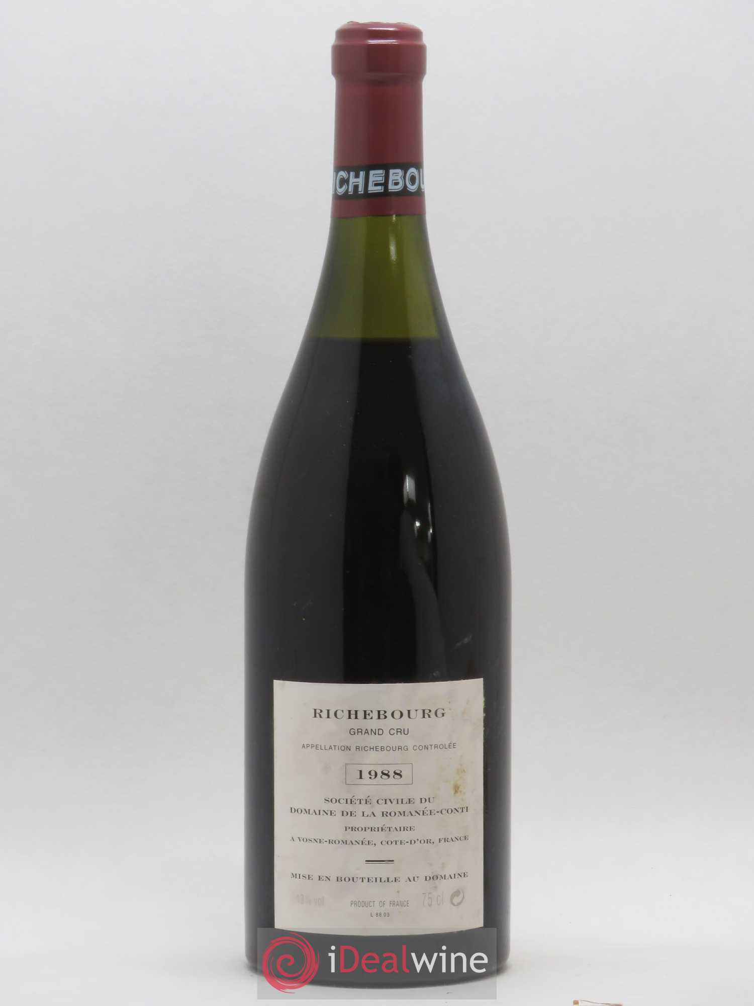 Caisse Domaine de la Romanée Conti Domaine de la Romanée-Conti 1 La Tache Grand Cru - 3 Richebourg Grand Cru 1988 - Lot de 4 bouteilles - 4
