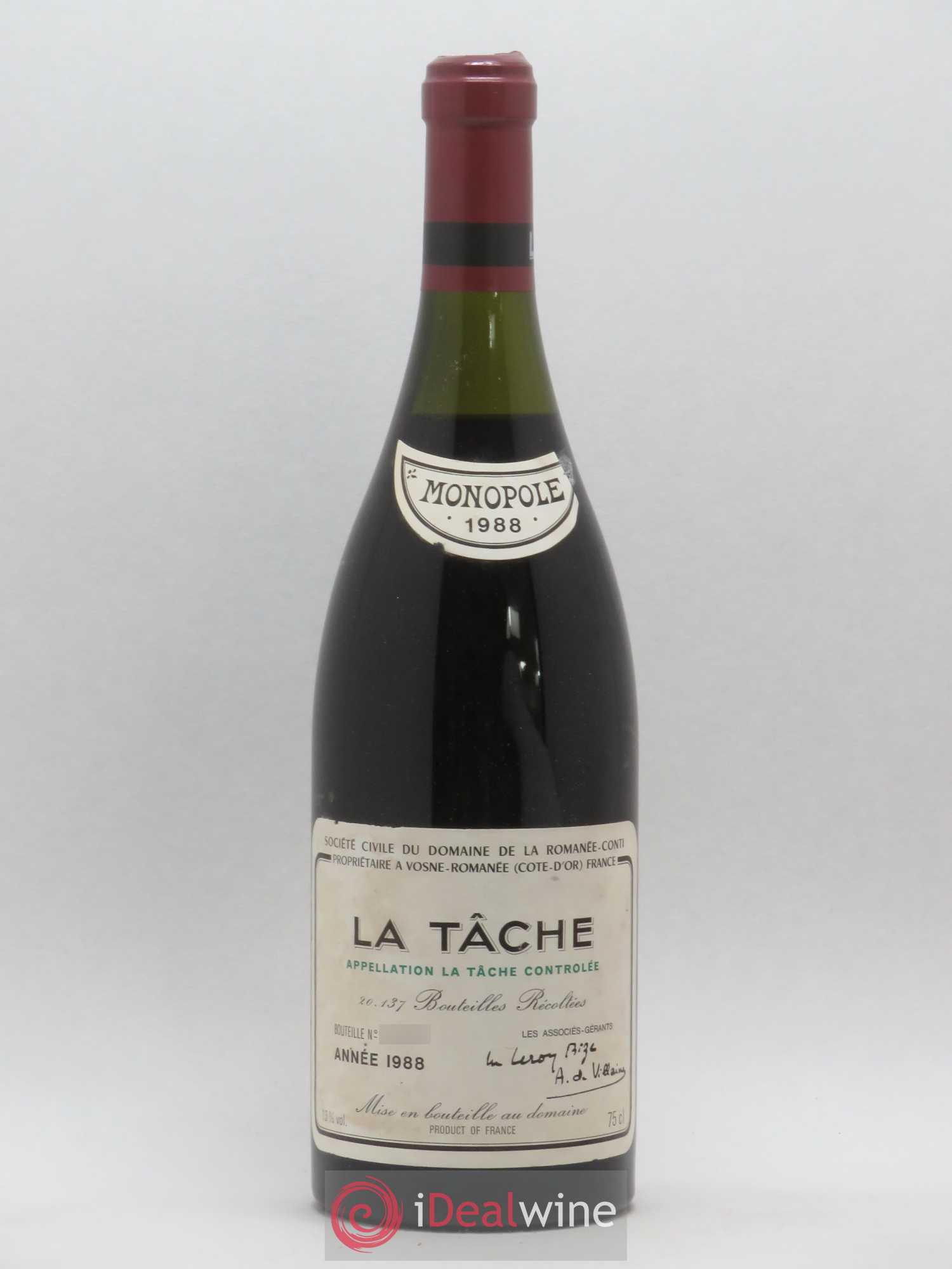Caisse Domaine de la Romanée Conti Domaine de la Romanée-Conti 1 La Tache Grand Cru - 3 Richebourg Grand Cru 1988 - Lot de 4 bouteilles - 8