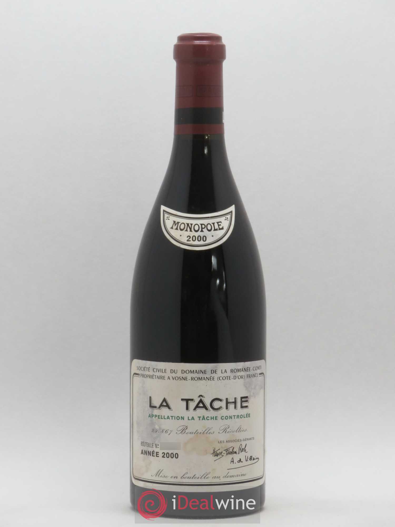 La Tâche Grand Cru Domaine de la Romanée-Conti 2000 - Lot de 1 bouteille - 0