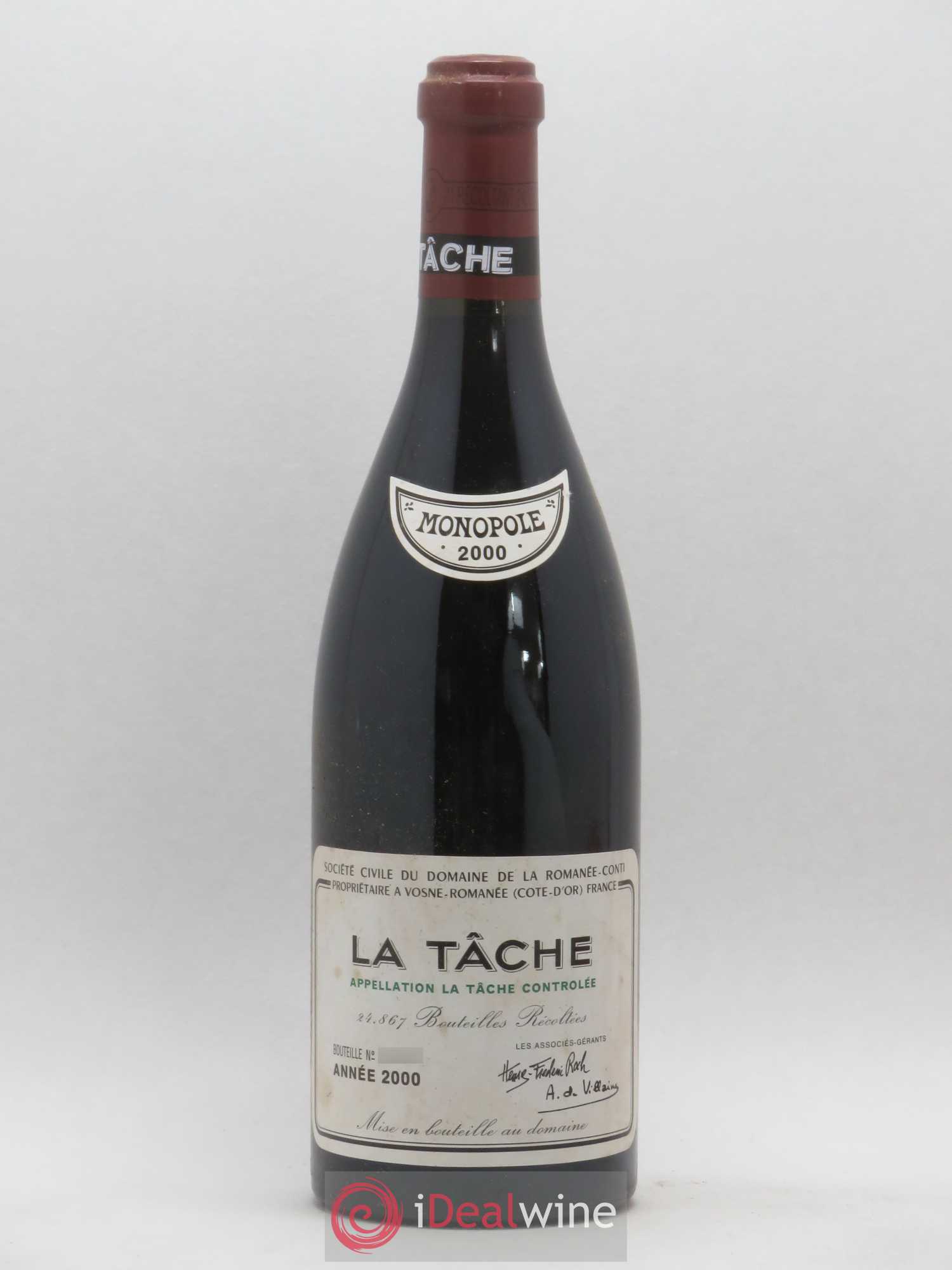 La Tâche Grand Cru Domaine de la Romanée-Conti 2000 - Lot de 1 bouteille - 0