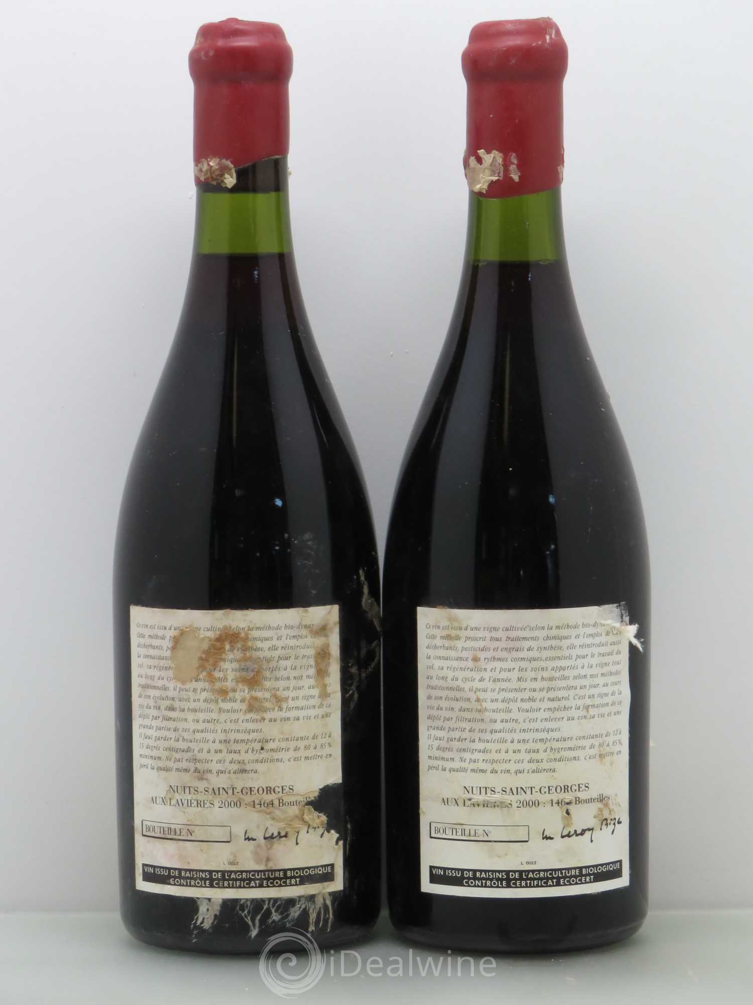 Nuits-Saint-Georges Aux Lavières Leroy (Domaine) 2000 - Lot de 2 bouteilles - 1