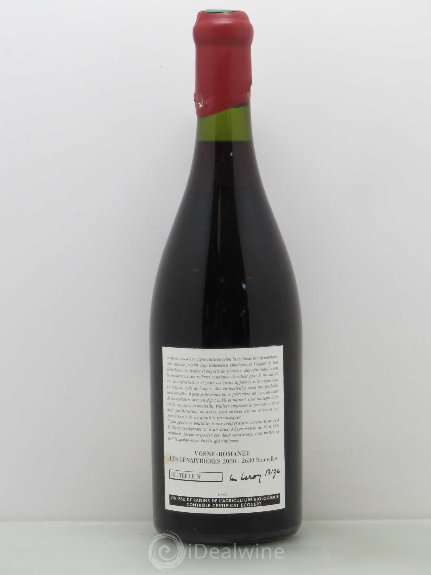 Vosne-Romanée Les Genaivrières Leroy (Domaine) 2000 - Lot de 1 bouteille - 1