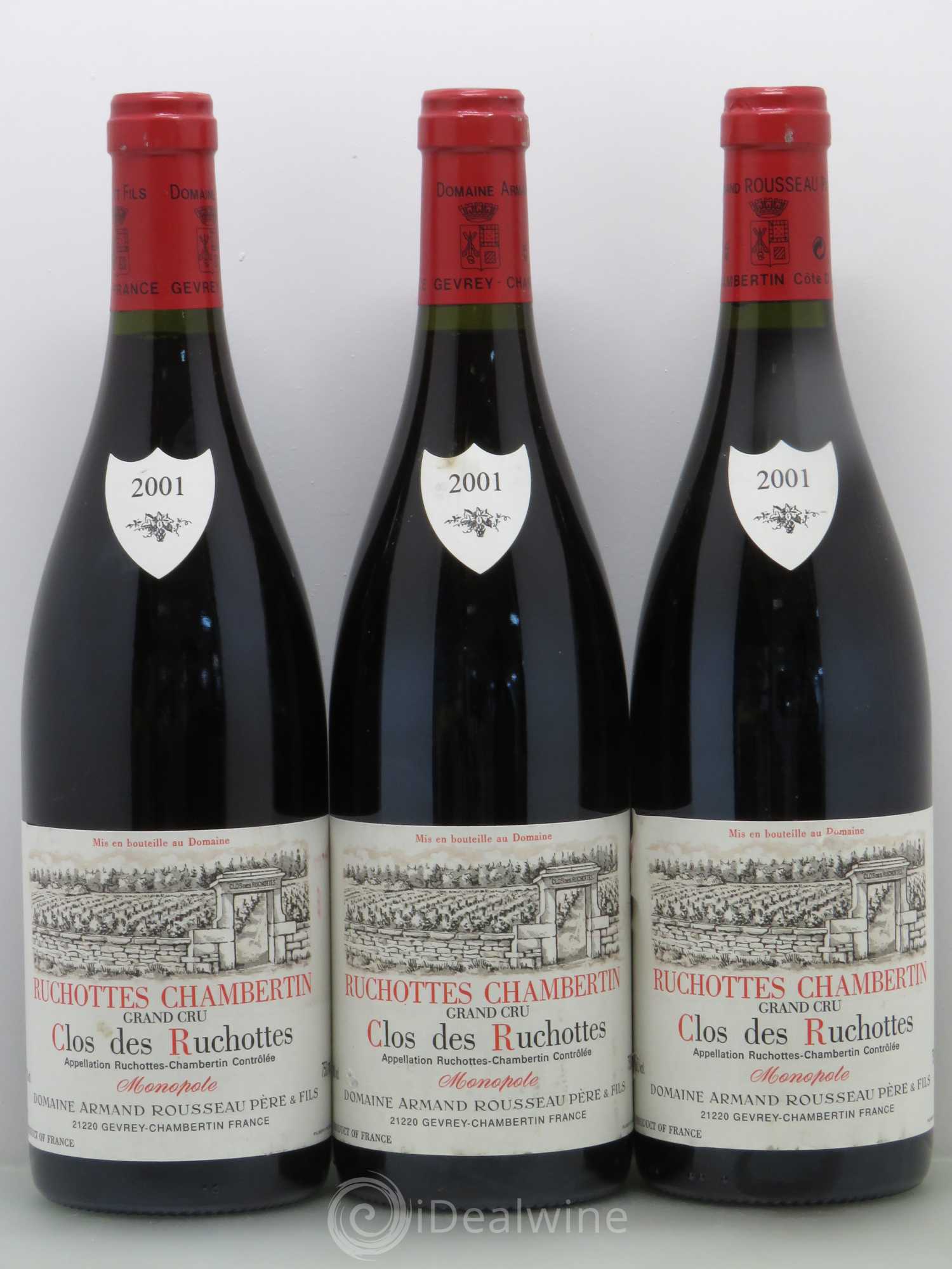Ruchottes-Chambertin Grand Cru Clos des Ruchottes Armand Rousseau (Domaine) 2001 - Posten von 3 Flaschen - 0