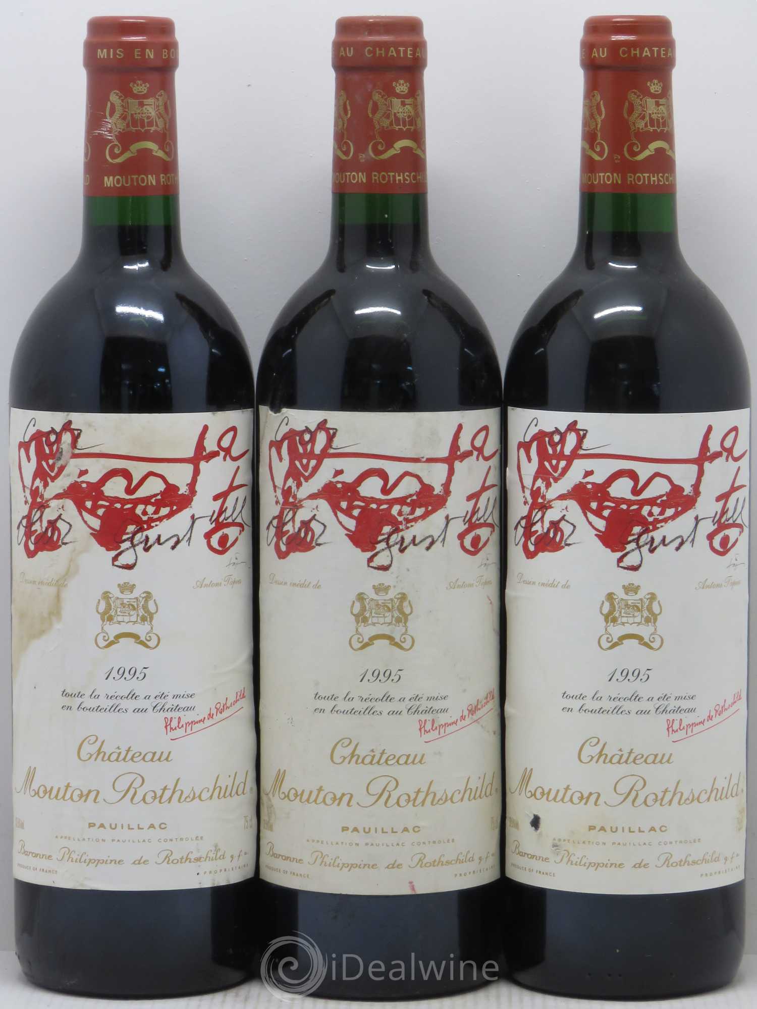 Château Mouton Rothschild 1er Grand Cru Classé 1995 - Lot de 3 bouteilles - 0
