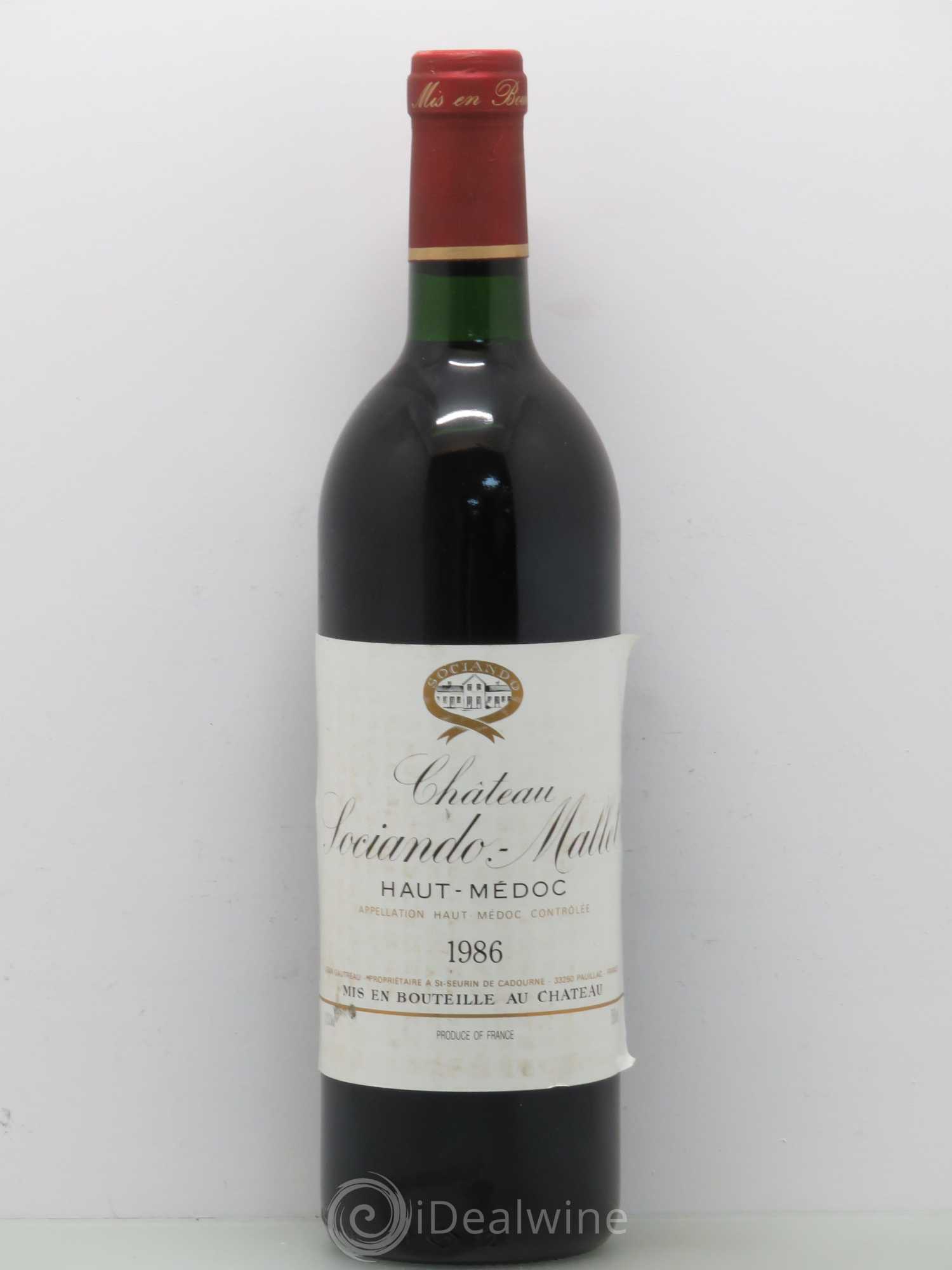 Château Sociando Mallet 1986 - Lot de 1 bouteille - 0