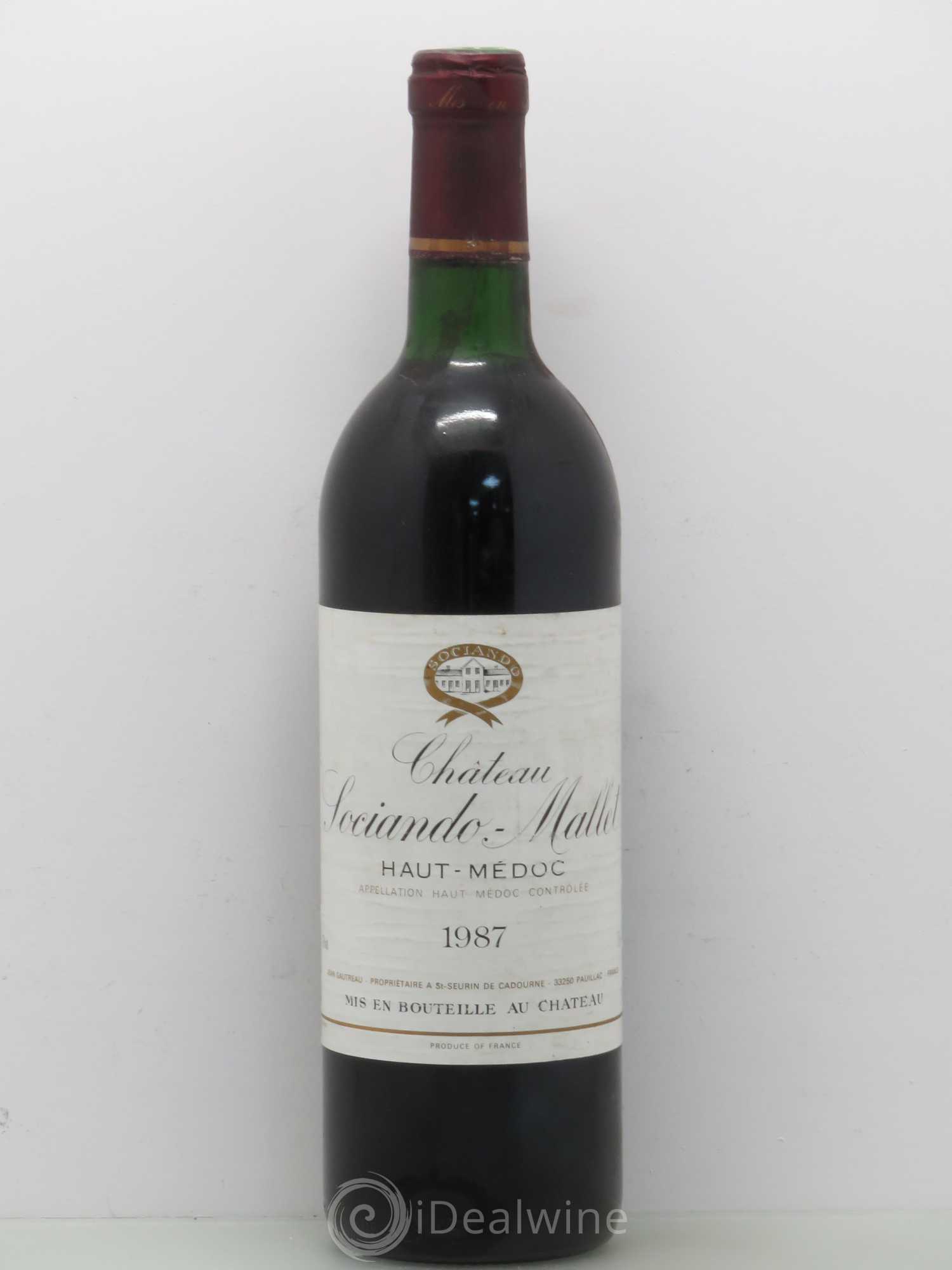 Château Sociando Mallet 1987 - Lot de 1 bouteille - 0