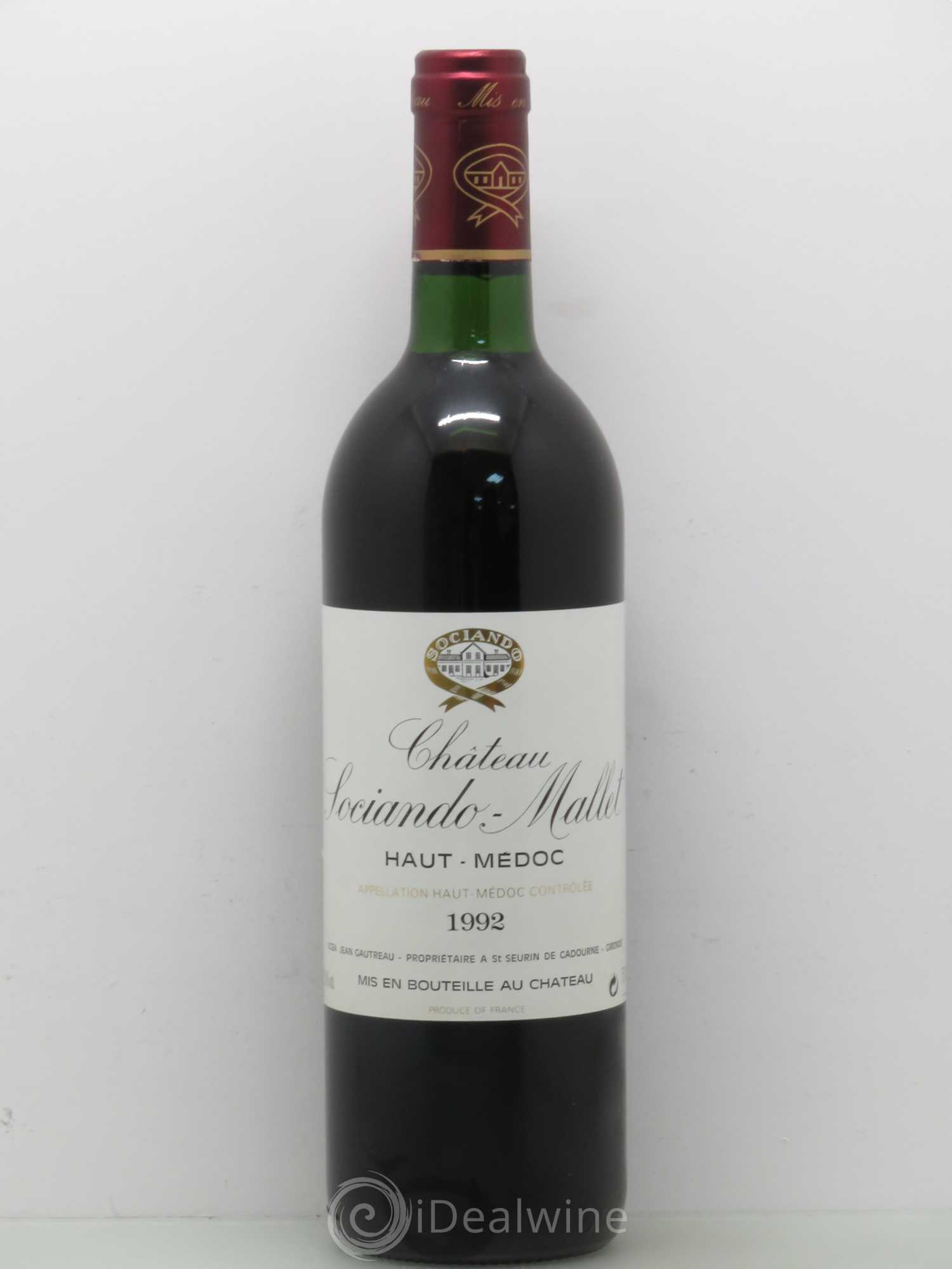 Château Sociando Mallet 1992 - Lot de 1 bouteille - 0