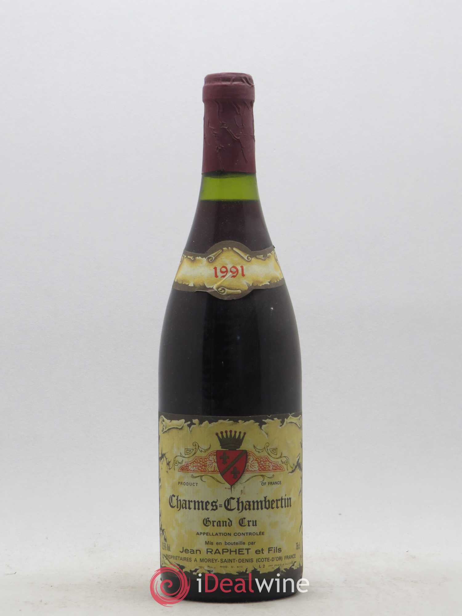 Charmes-Chambertin Grand Cru Domaine Jean Raphet 1991 - Lot de 1 bouteille - 0