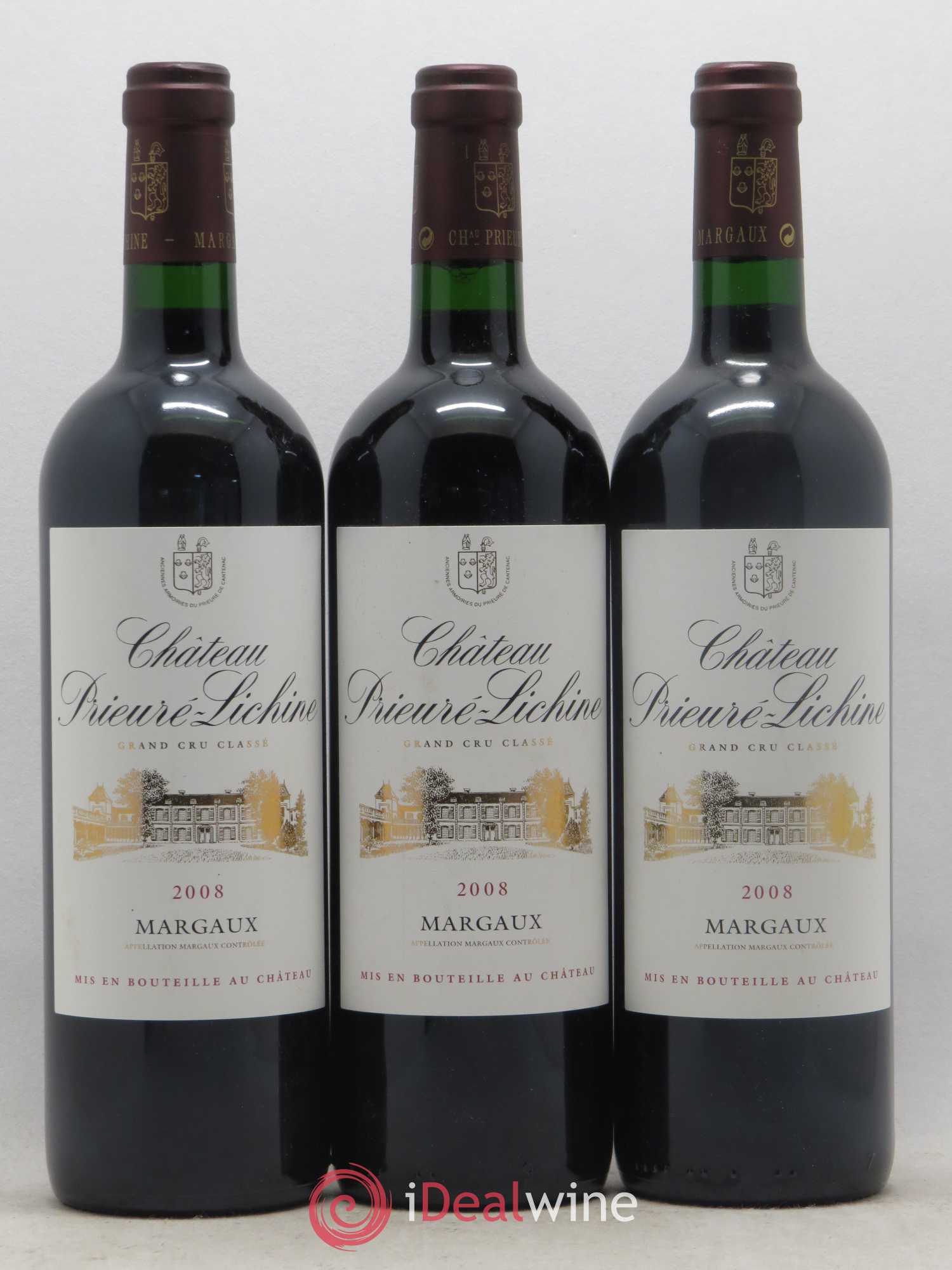 Château Prieuré Lichine 4ème Grand Cru Classé 2008 - Lot de 3 bouteilles - 0