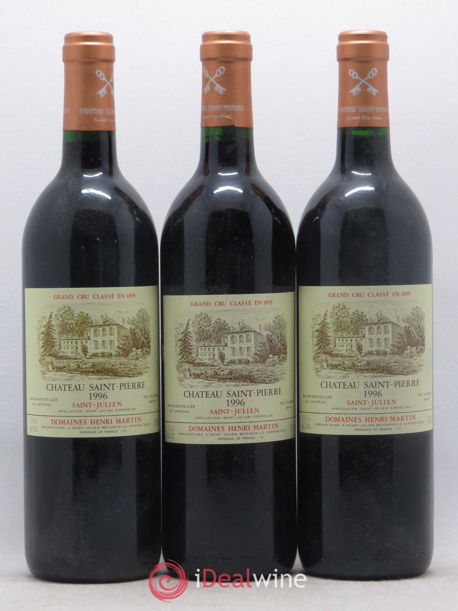 Château Saint-Pierre 4ème Grand Cru Classé 1996 - Lot de 3 bouteilles - 0