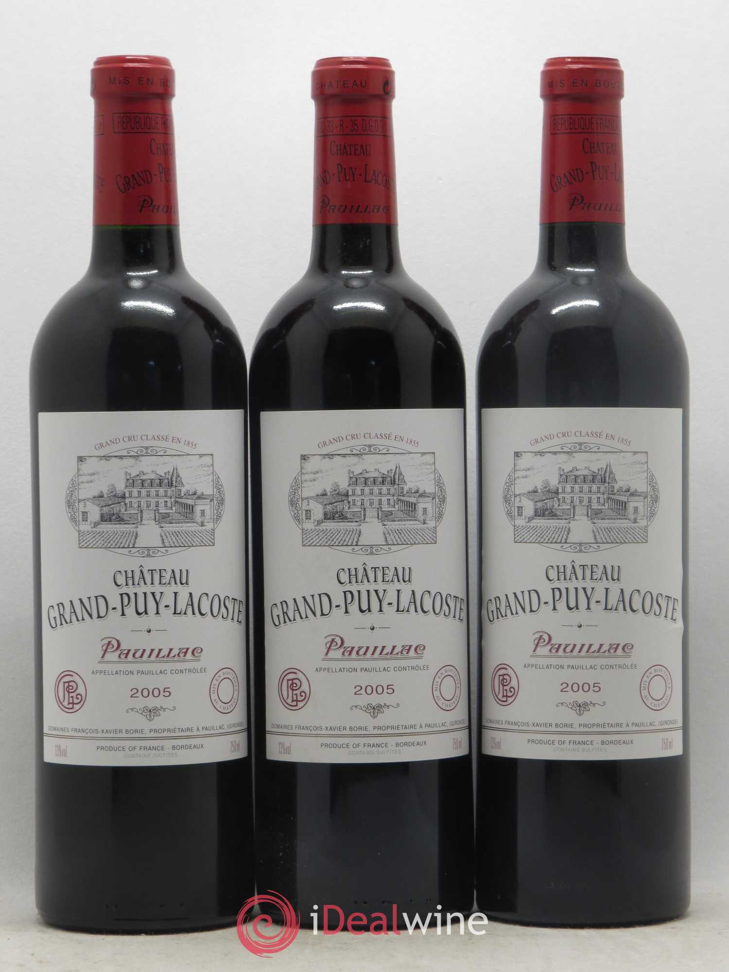 Château Grand Puy Lacoste 5ème Grand Cru Classé 2005 - Lot de 3 bouteilles - 0