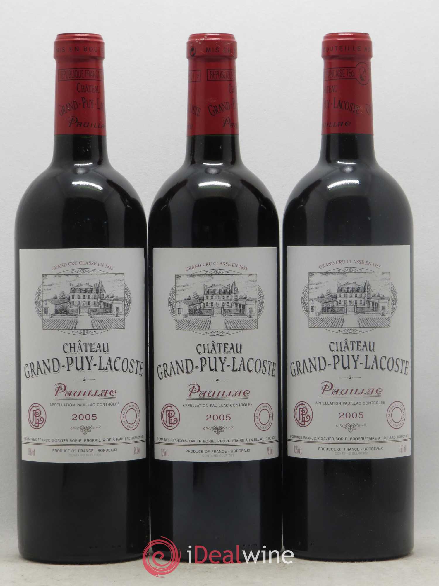 Château Grand Puy Lacoste 5ème Grand Cru Classé 2005 - Lot de 3 bouteilles - 0