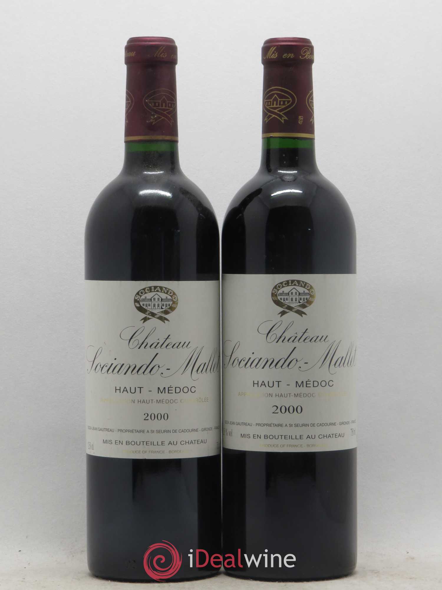 Château Sociando Mallet 2000 - Lot de 2 bouteilles - 0