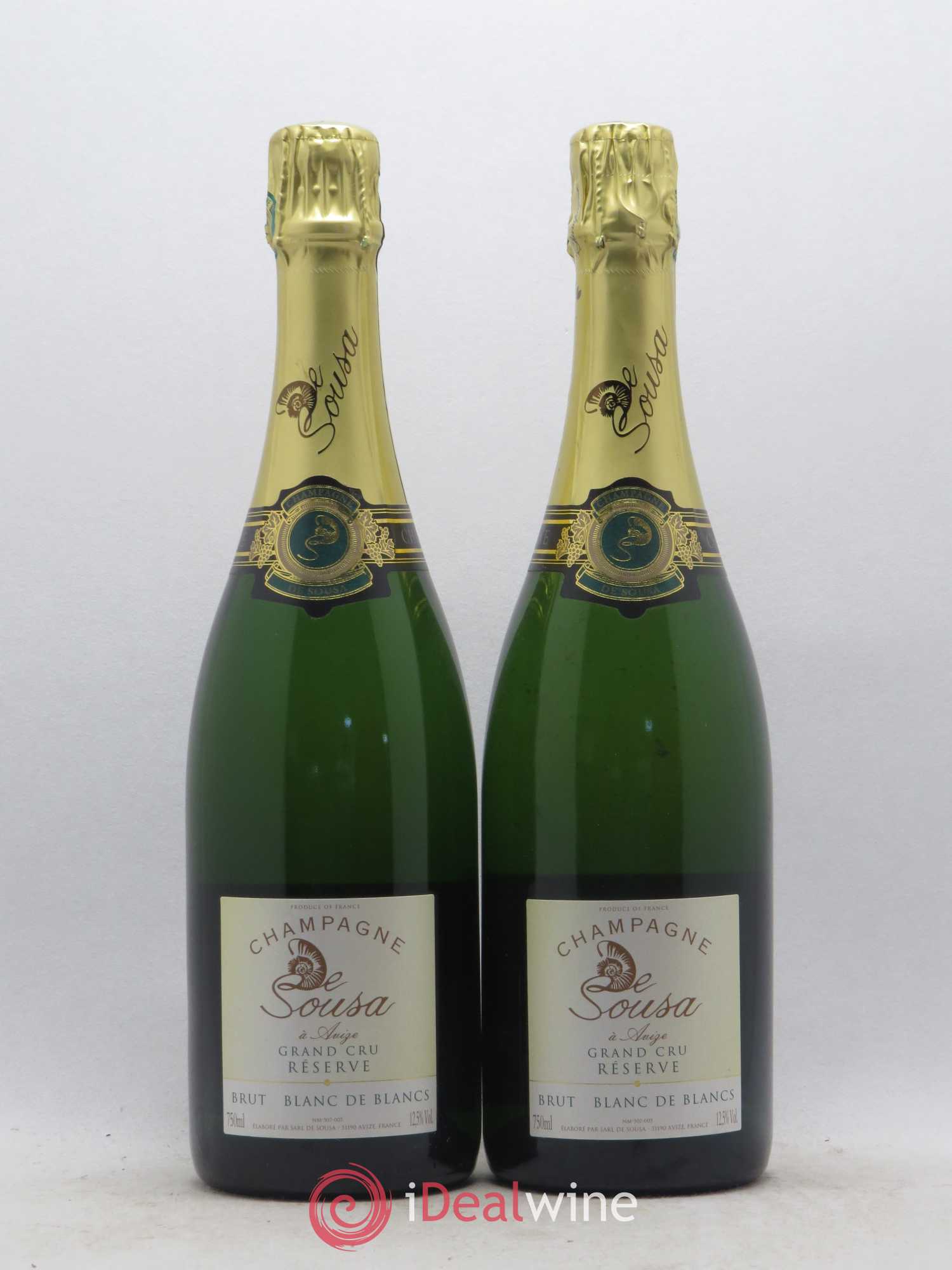 Champagne De Sousa Réserve Blanc de Blancs Brut Grand Cru - Posten von 2 Flaschen - 0
