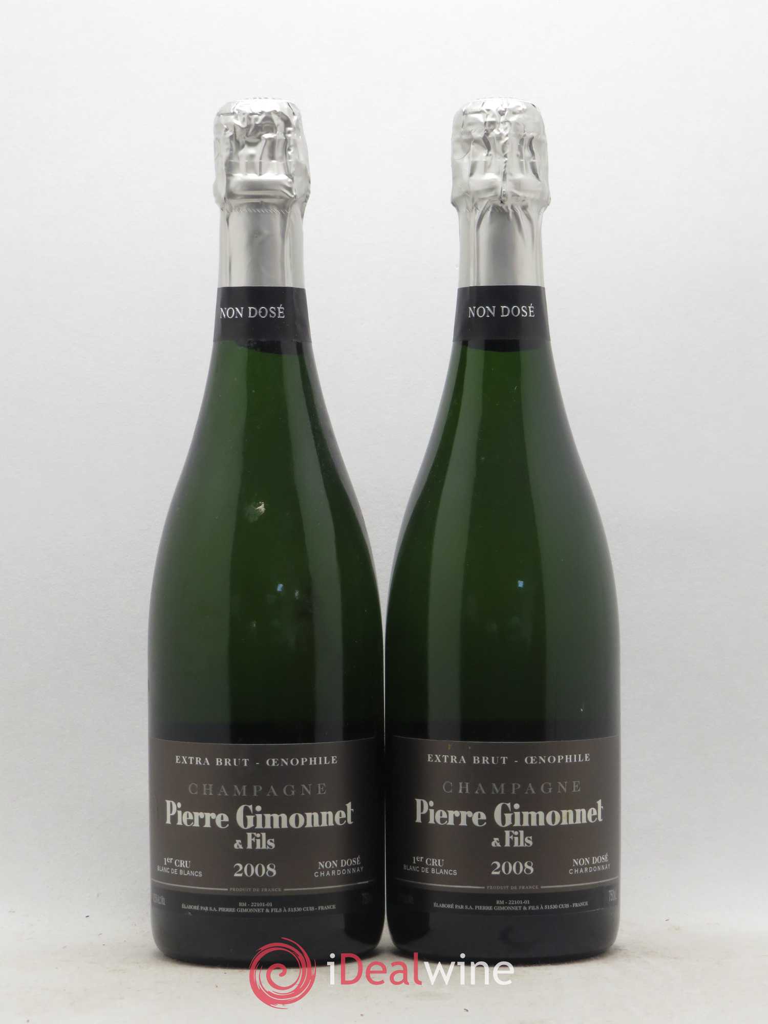 Oenophile Extra-Brut Pierre Gimonnet Premier Cru Blanc de Blancs Non Dosé 2008 - Lot de 2 bouteilles - 0
