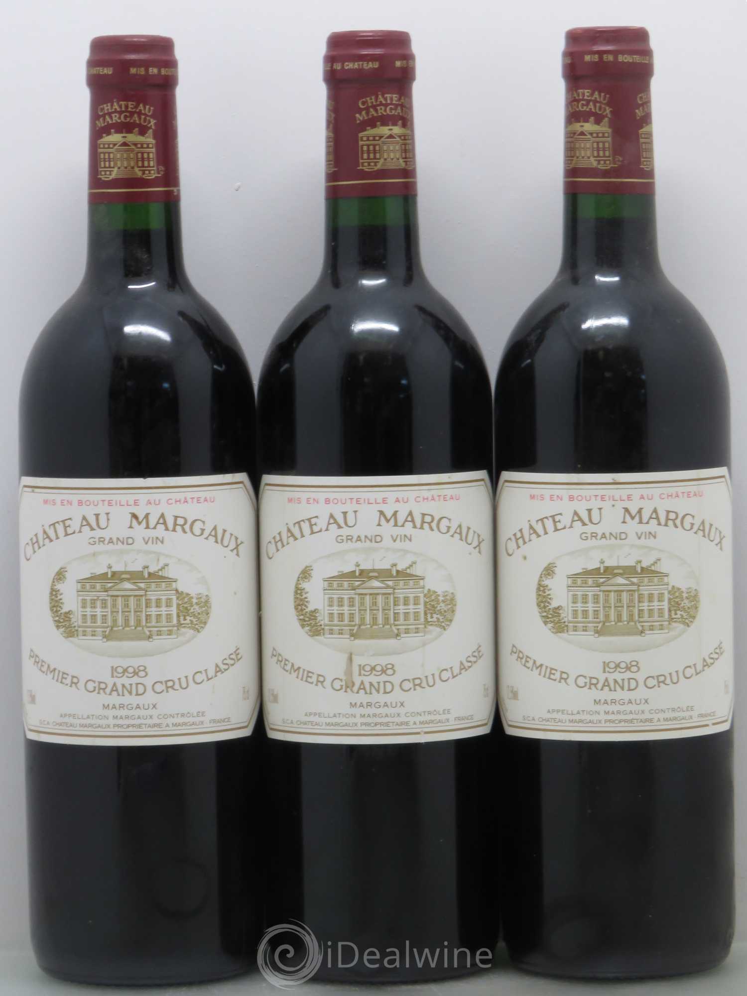 Château Margaux 1er Grand Cru Classé 1998 - Lot de 3 bouteilles - 0