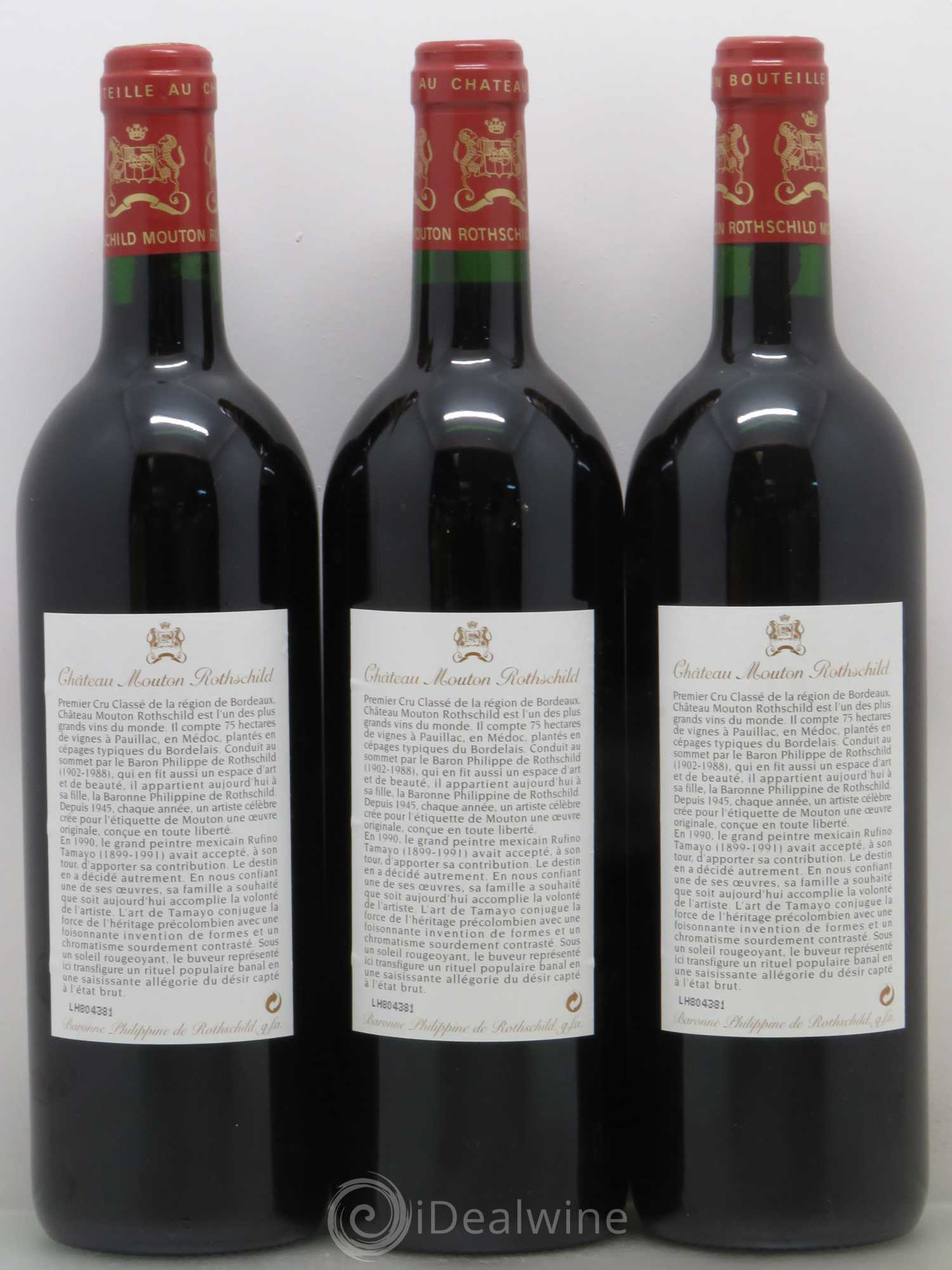 Château Mouton Rothschild 1er Grand Cru Classé 1998 - Lot de 3 bouteilles - 1