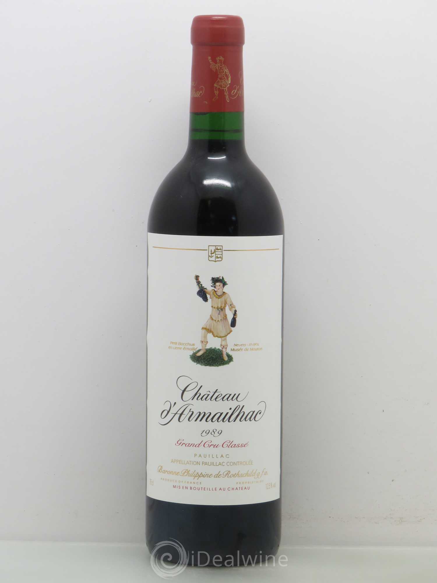 Château d' Armailhac - Mouton Baron(ne) Philippe 5ème Grand Cru Classé 1989 - Lot de 1 bouteille - 0