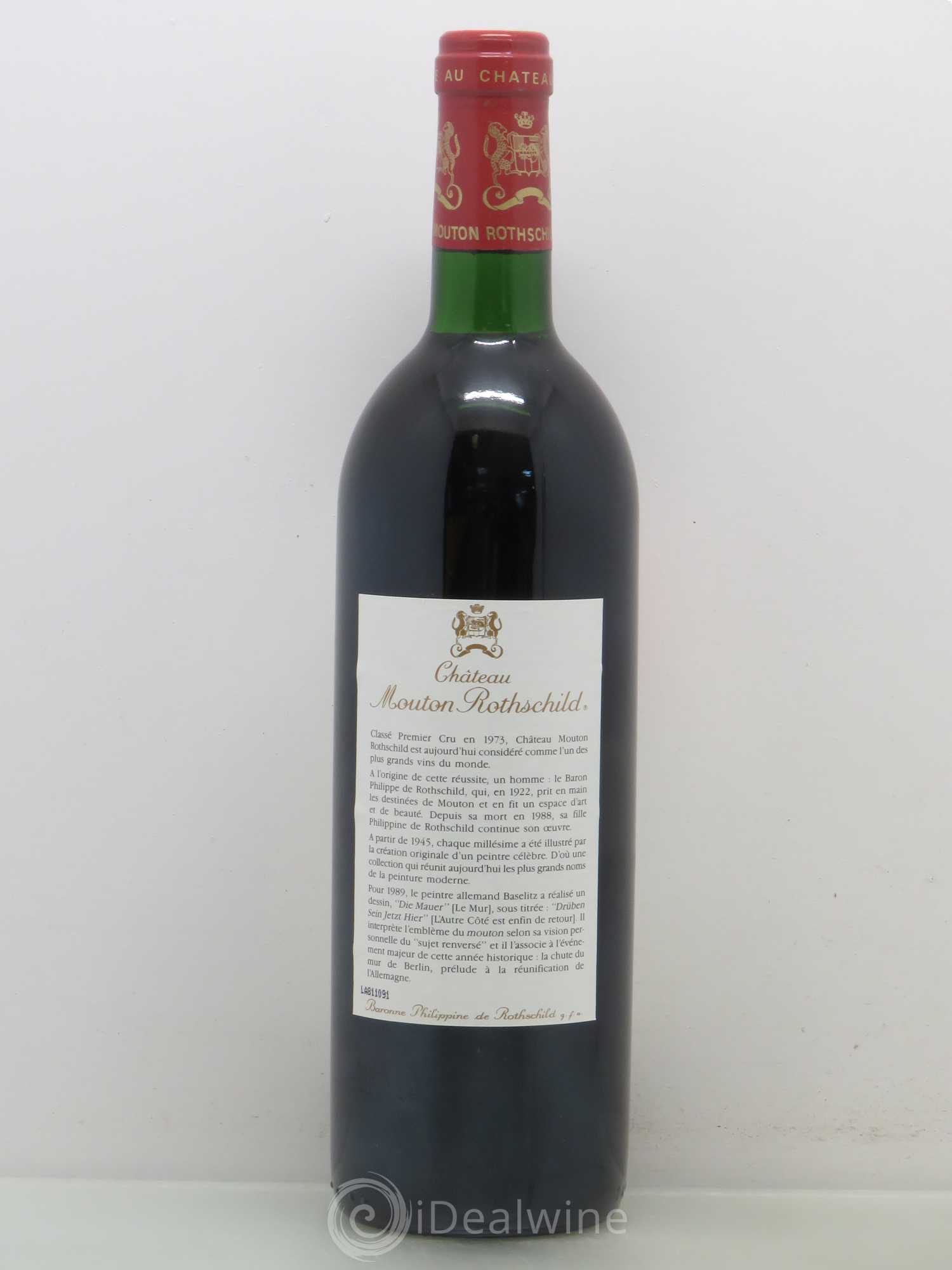Château Mouton Rothschild 1er Grand Cru Classé 1989 - Lot de 1 bouteille - 1