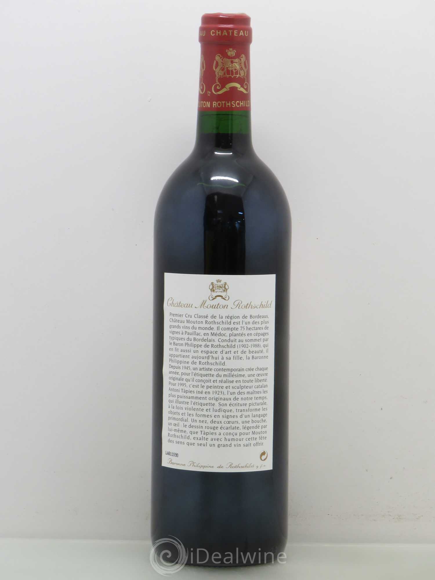 Château Mouton Rothschild 1er Grand Cru Classé 1995 - Lot de 1 bouteille - 1