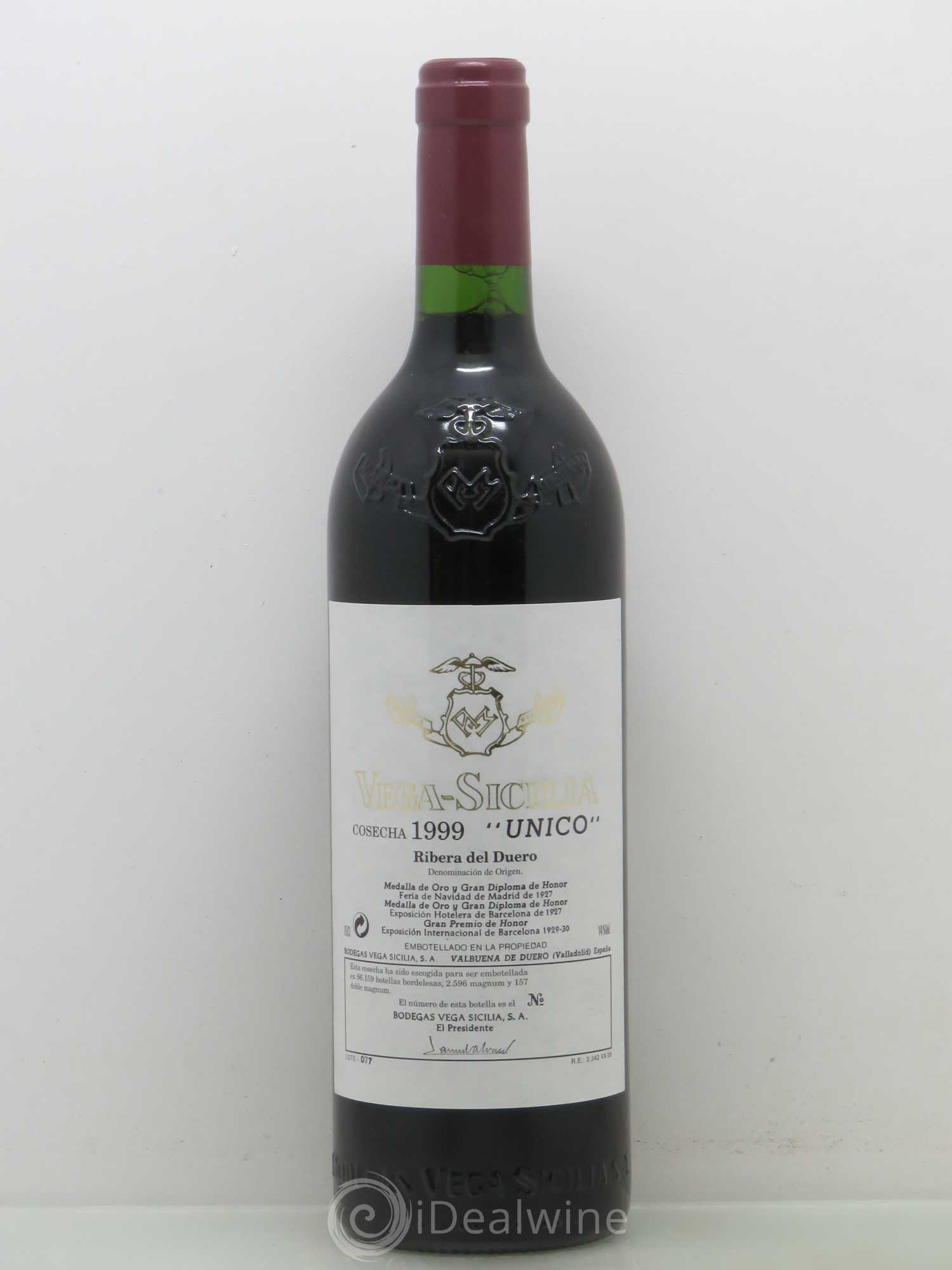 Ribera Del Duero DO Vega Sicilia Unico Famille Alvarez 1999 - Lot de 1 bouteille - 0