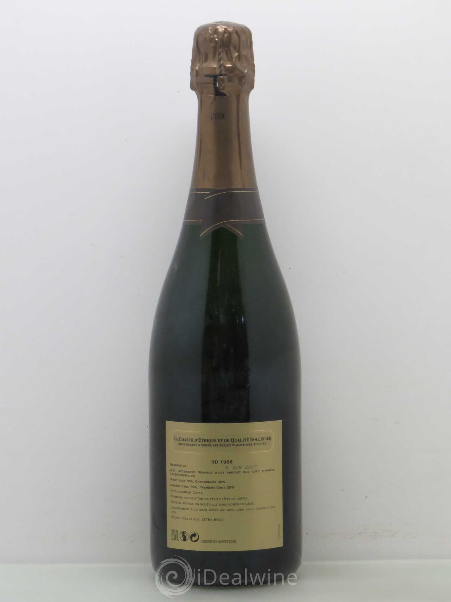 R.D. Extra-Brut Bollinger 1996 - Lot de 1 bouteille - 1