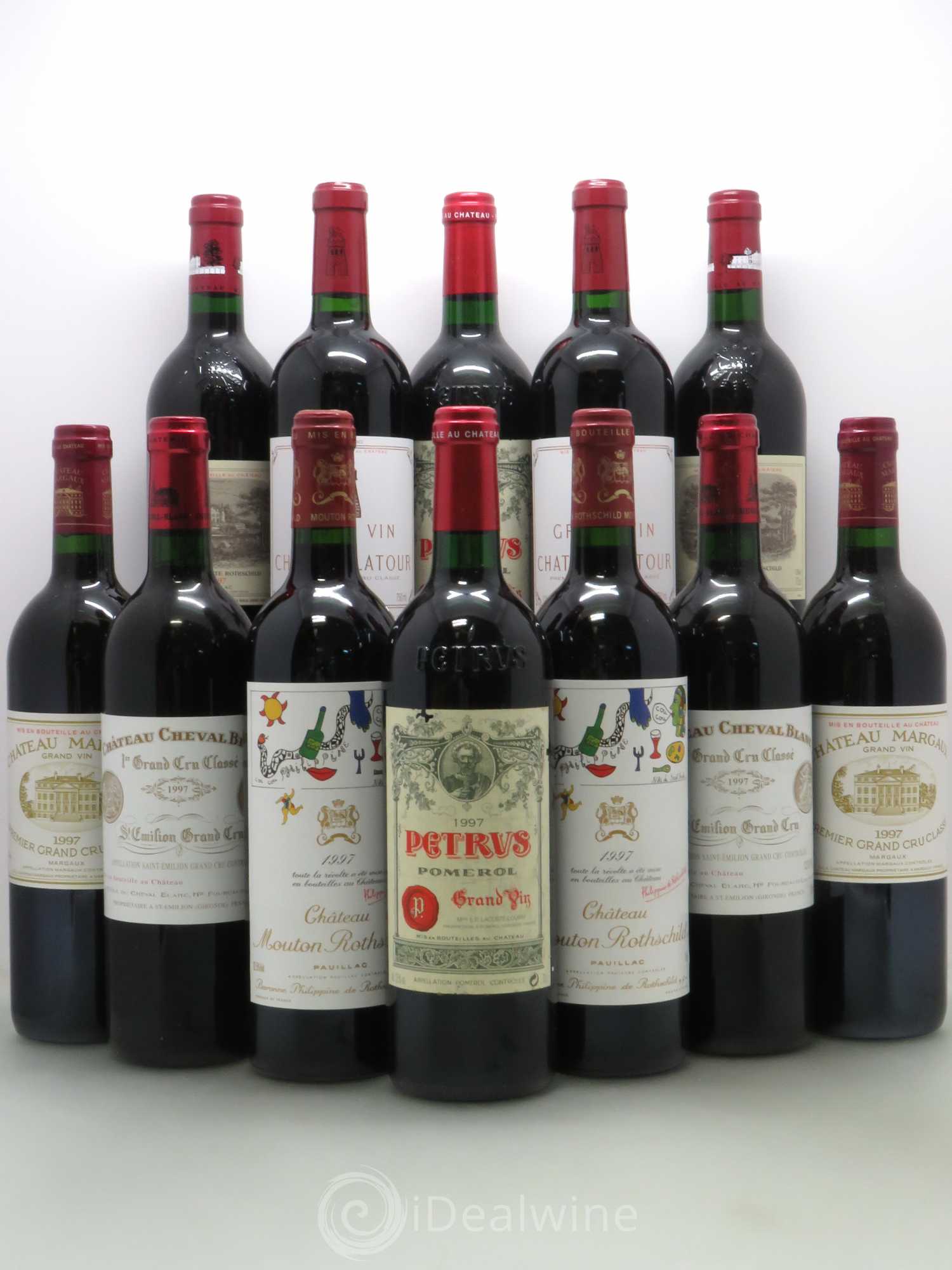 Caisse Duclot 2 Lafite Rothschild 2 Pétrus 2 Mouton Rothschild 2 Latour 2 Cheval Blanc 2 Margaux 1997 - Posten von 1 Flasche - 0