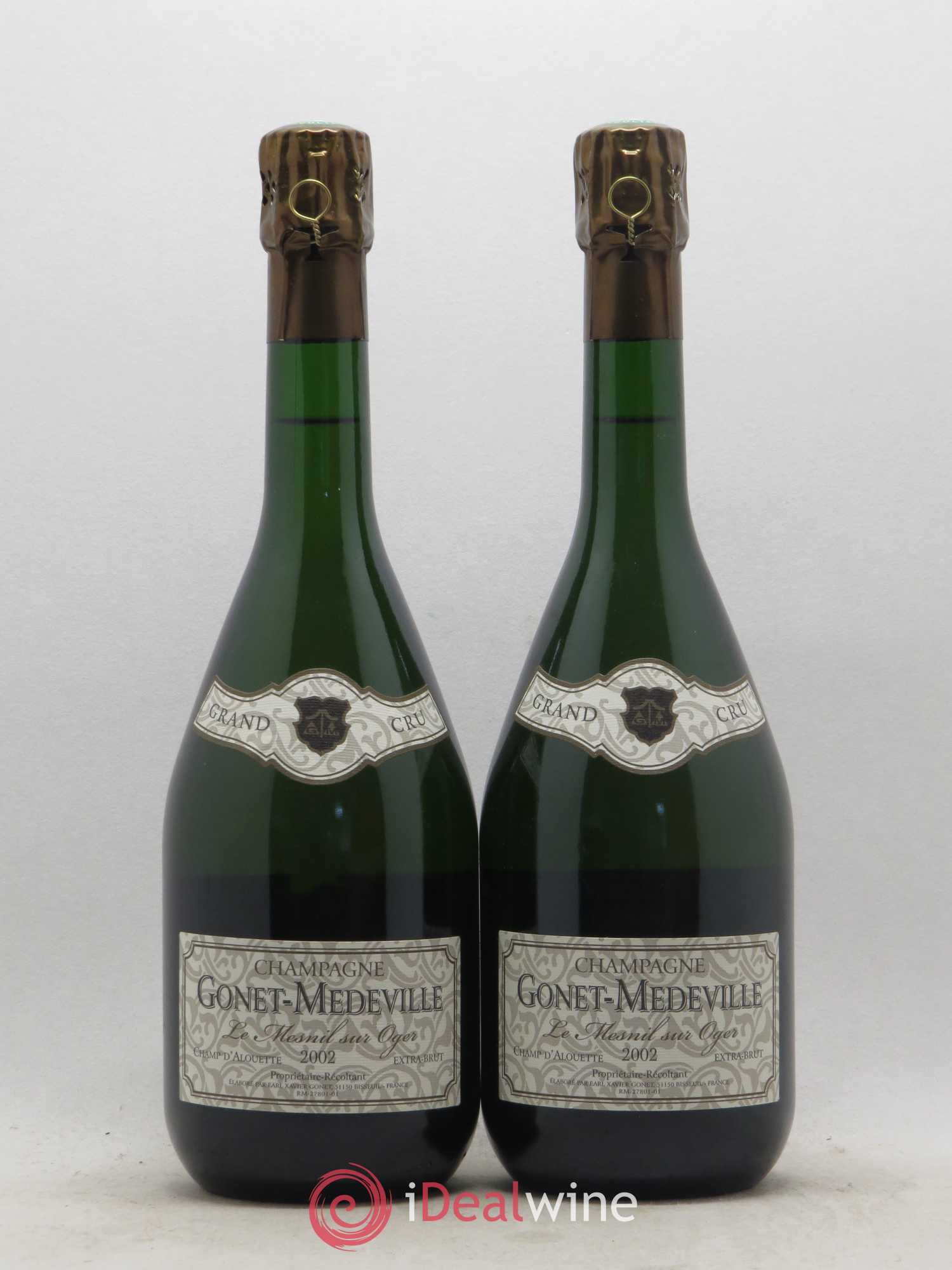 Champagne Mesnil sur Oger Champ d'Alouette Extra Brut Grand Cru Gonet Medeville 2002 - Posten von 2 Flaschen - 0