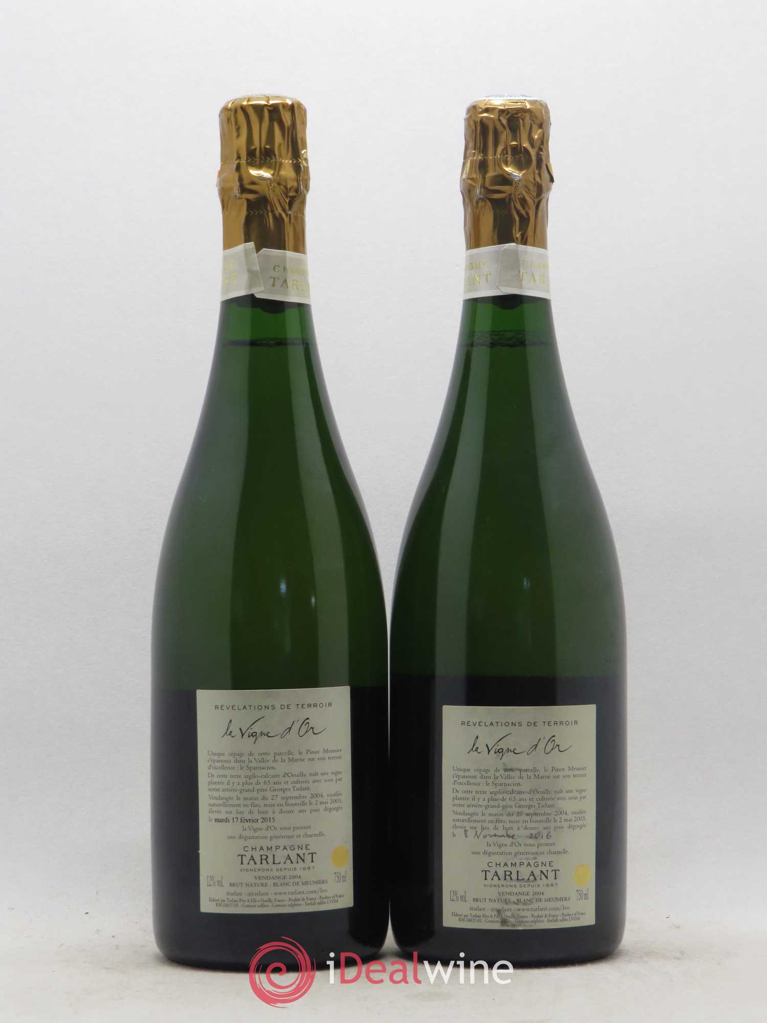 Champagne La Vigne d'Or Brut Nature Blanc de Meuniers Tarlant - Lot de 2 bouteilles - 1