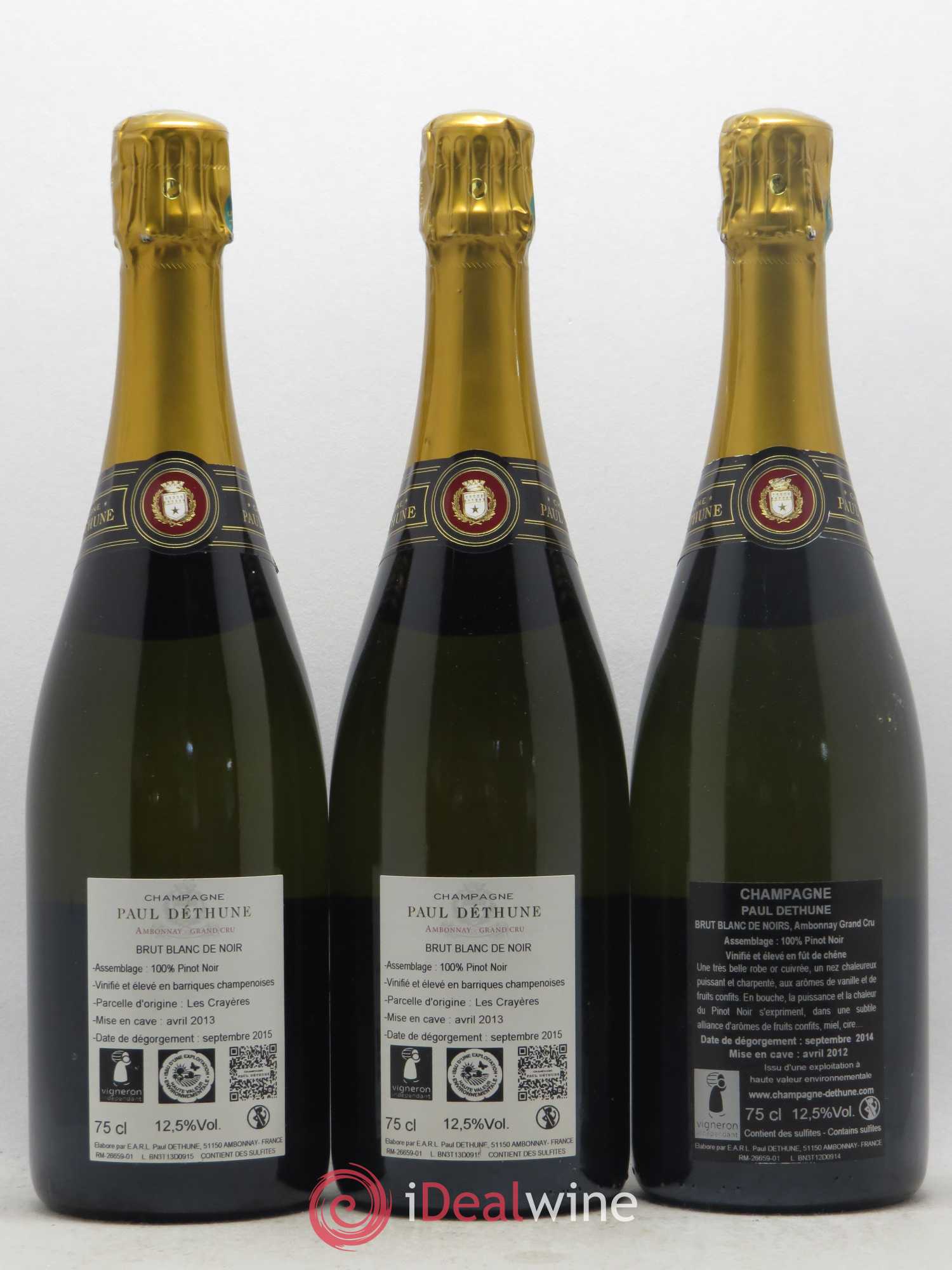 Champagne Brut Grand Cru Blanc de Noirs Paul Déthune - Posten von 3 Flaschen - 1