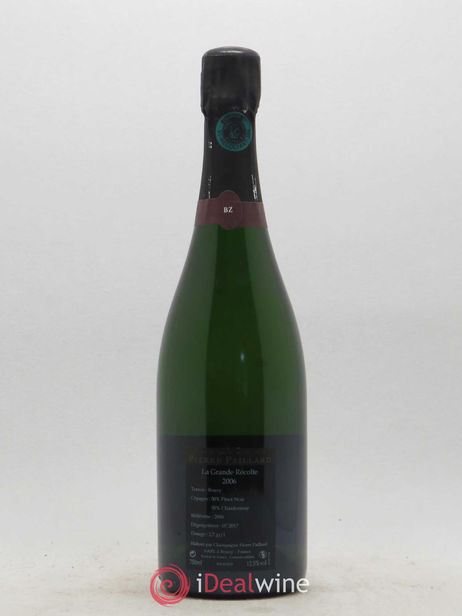 Champagne Bouzy Grande récolte Grand Cru Extra Brut P. Paillard 2006 - Lot de 1 bouteille - 1