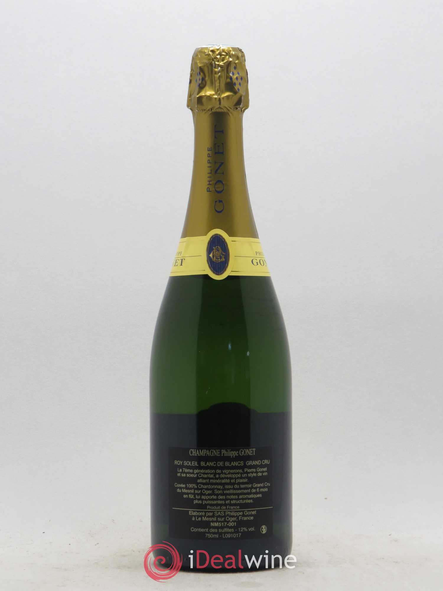 Roy Soleil Blanc de Blancs Grand Cru Brut Philippe Gonet - Lot de 1 bouteille - 1
