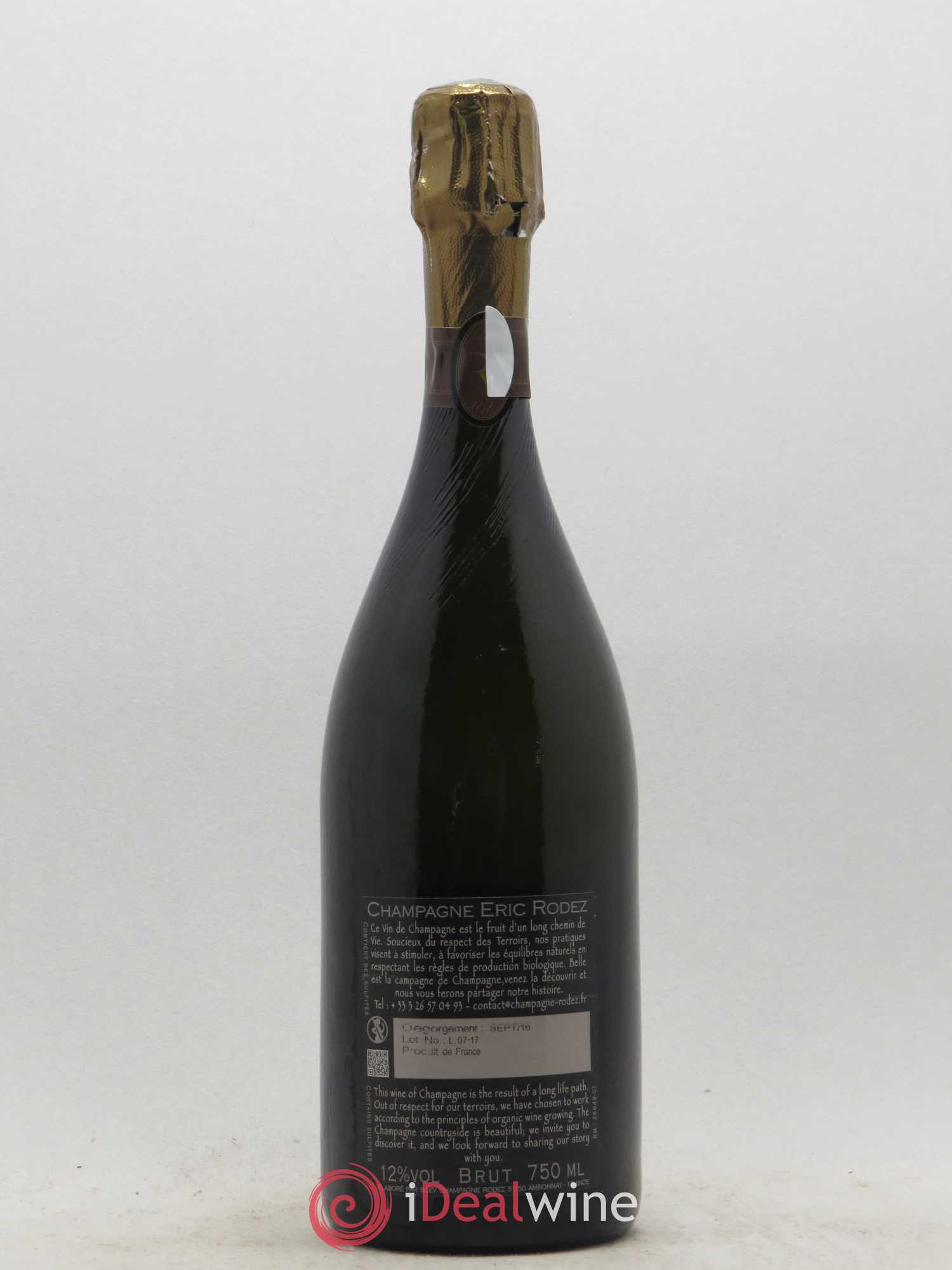 Champagne Cuvée des Grands Vintages Brut Grand Cru Eric Rodez - Posten von 1 Flasche - 1