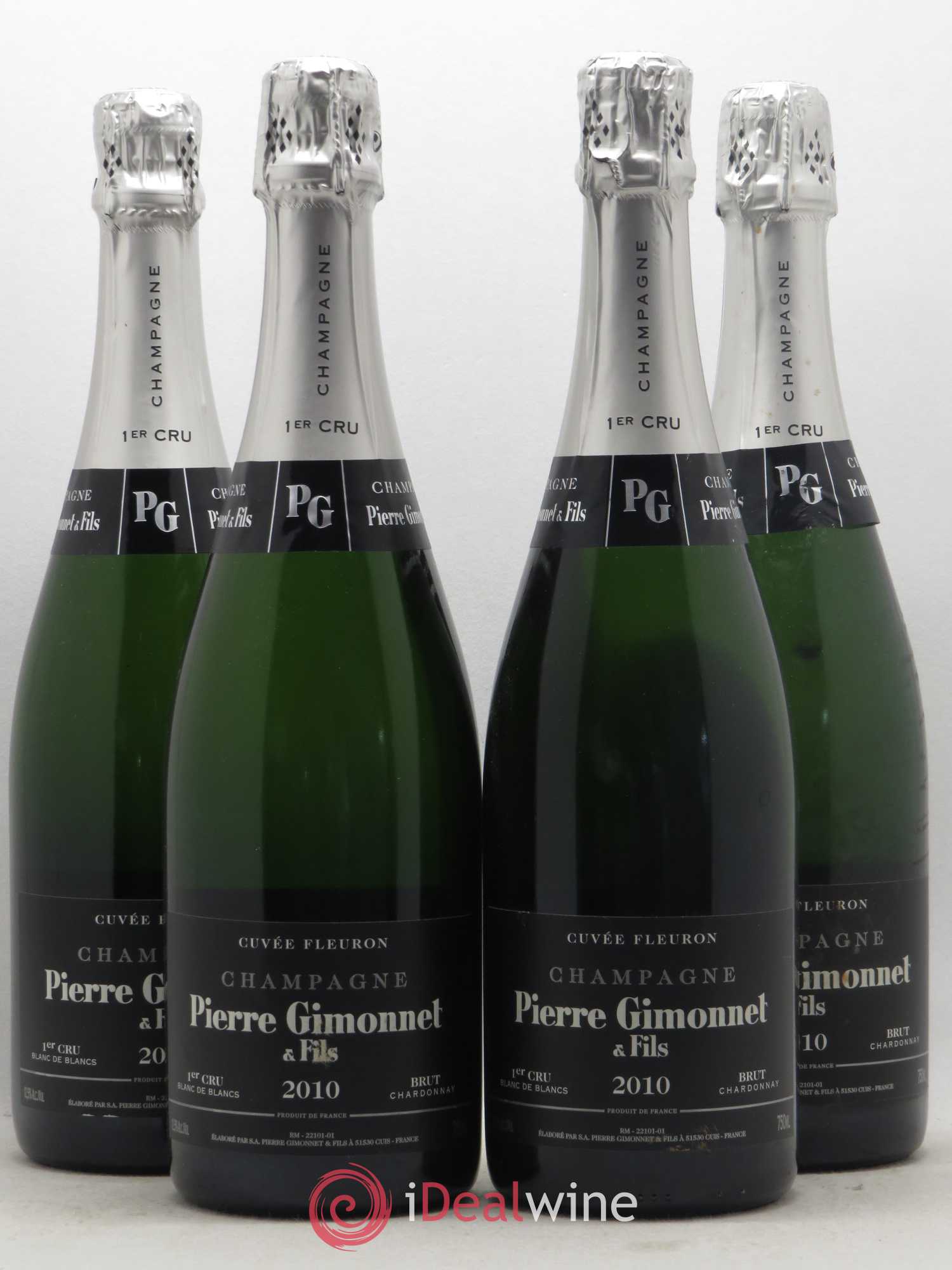 Champagne Gimonnet Fleuron Brut Premier Cru Blanc de Blancs 2010 - Posten von 4 Flaschen - 0