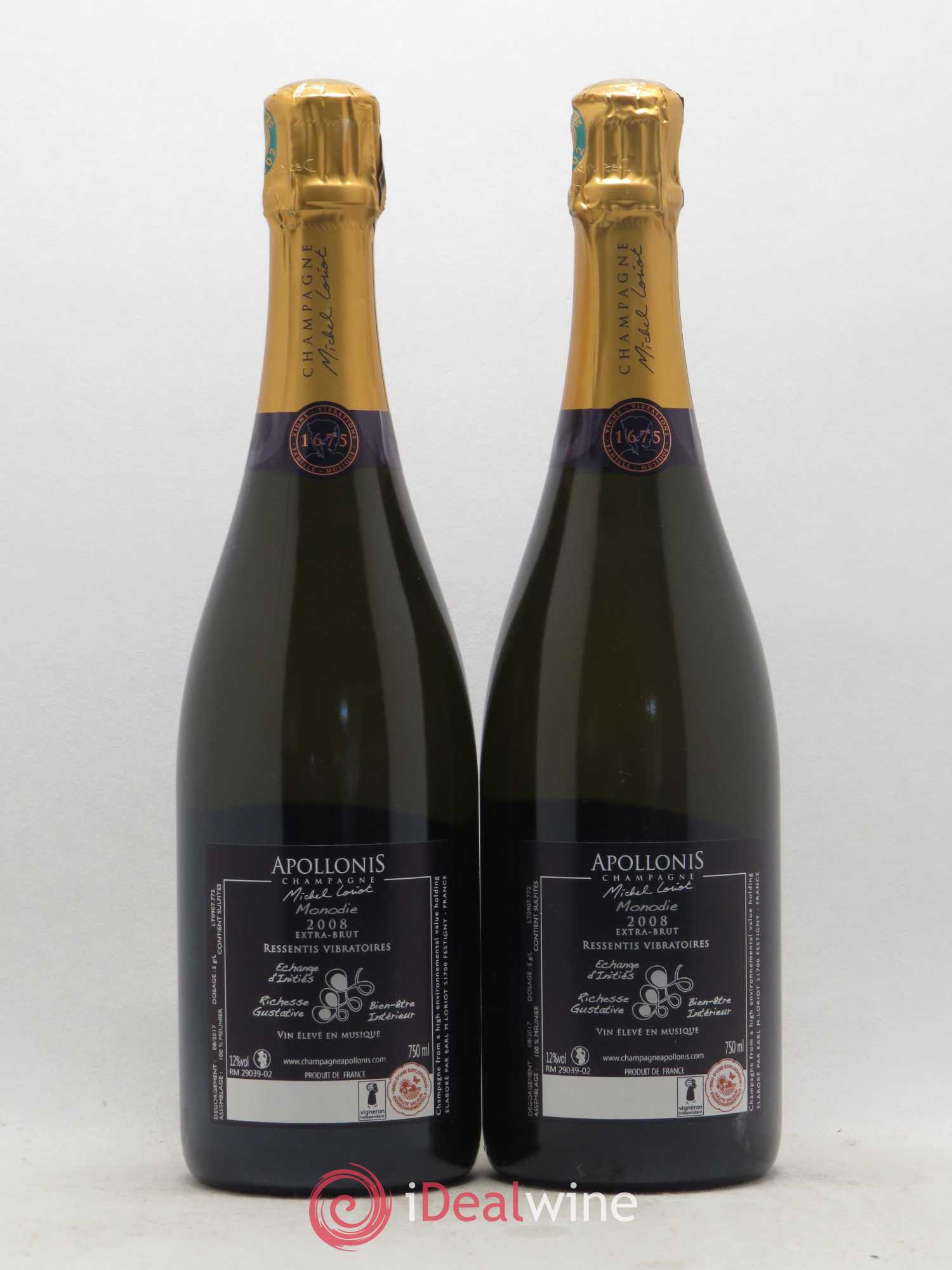 Champagne Monodie Meunier Vieilles Vignes Extra Brut Apollonis Michel Loriot 2008 - Posten von 2 Flaschen - 1