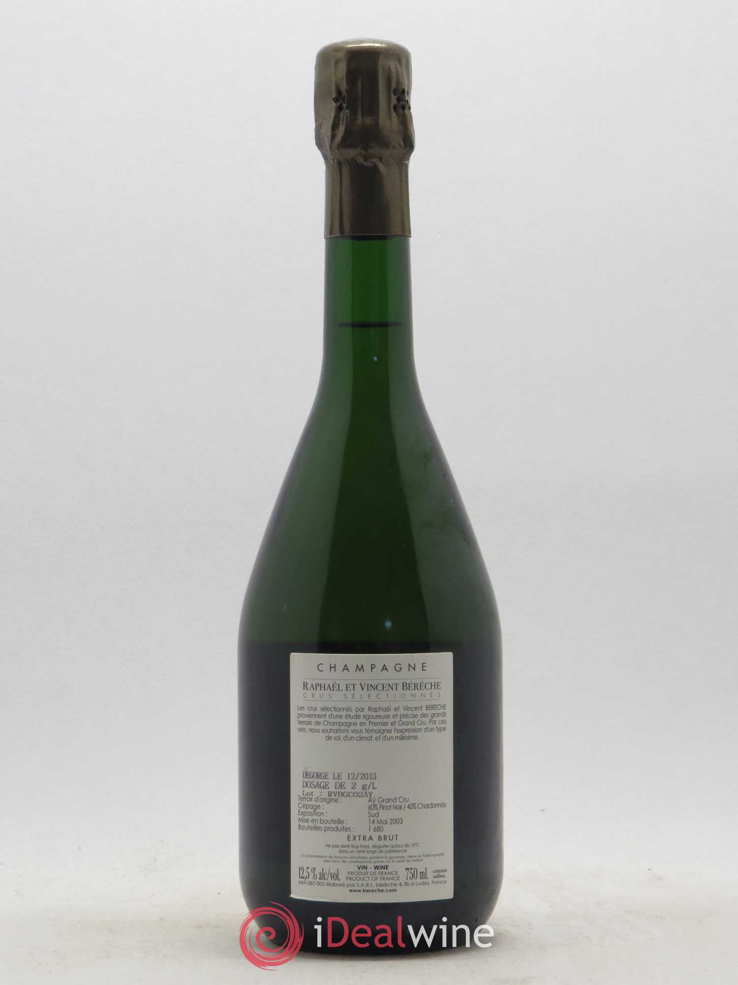 Vallée Grand Cru Extra-Brut Bérêche et Fils 2002 - Lot de 1 bouteille - 1