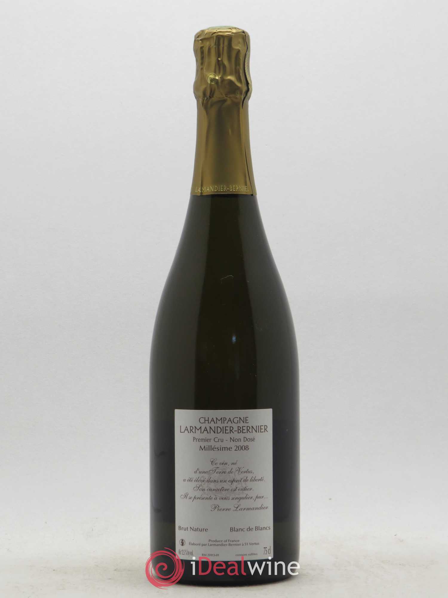 Terre de Vertus 1er Cru Non dosé Larmandier-Bernier 2008 - Lot de 1 bouteille - 1