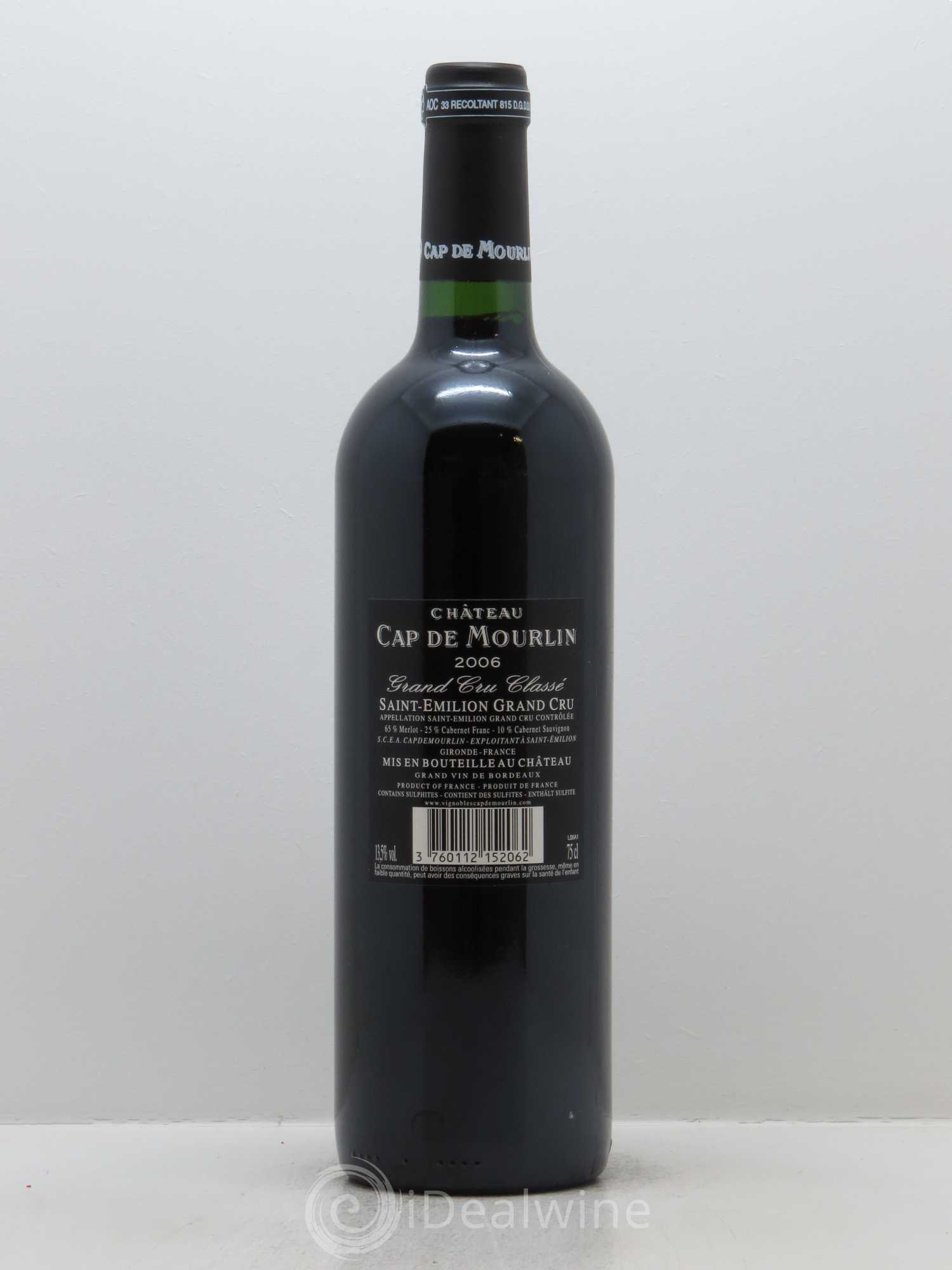 Château Cap de Mourlin Grand Cru Classé 2006 - Lot de 1 bouteille - 1