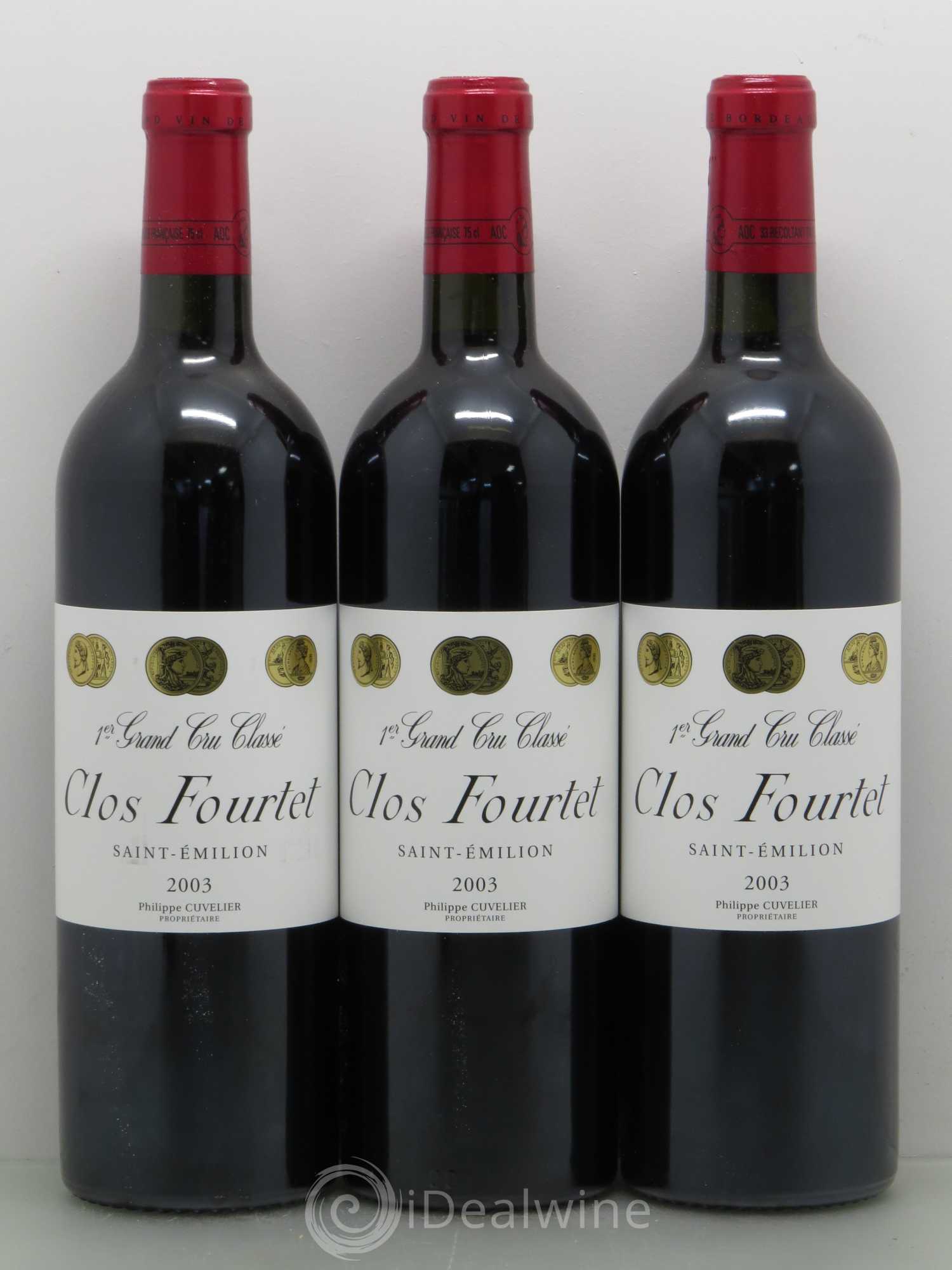 Clos Fourtet 1er Grand Cru Classé B 2003 - Lot de 3 bouteilles - 0