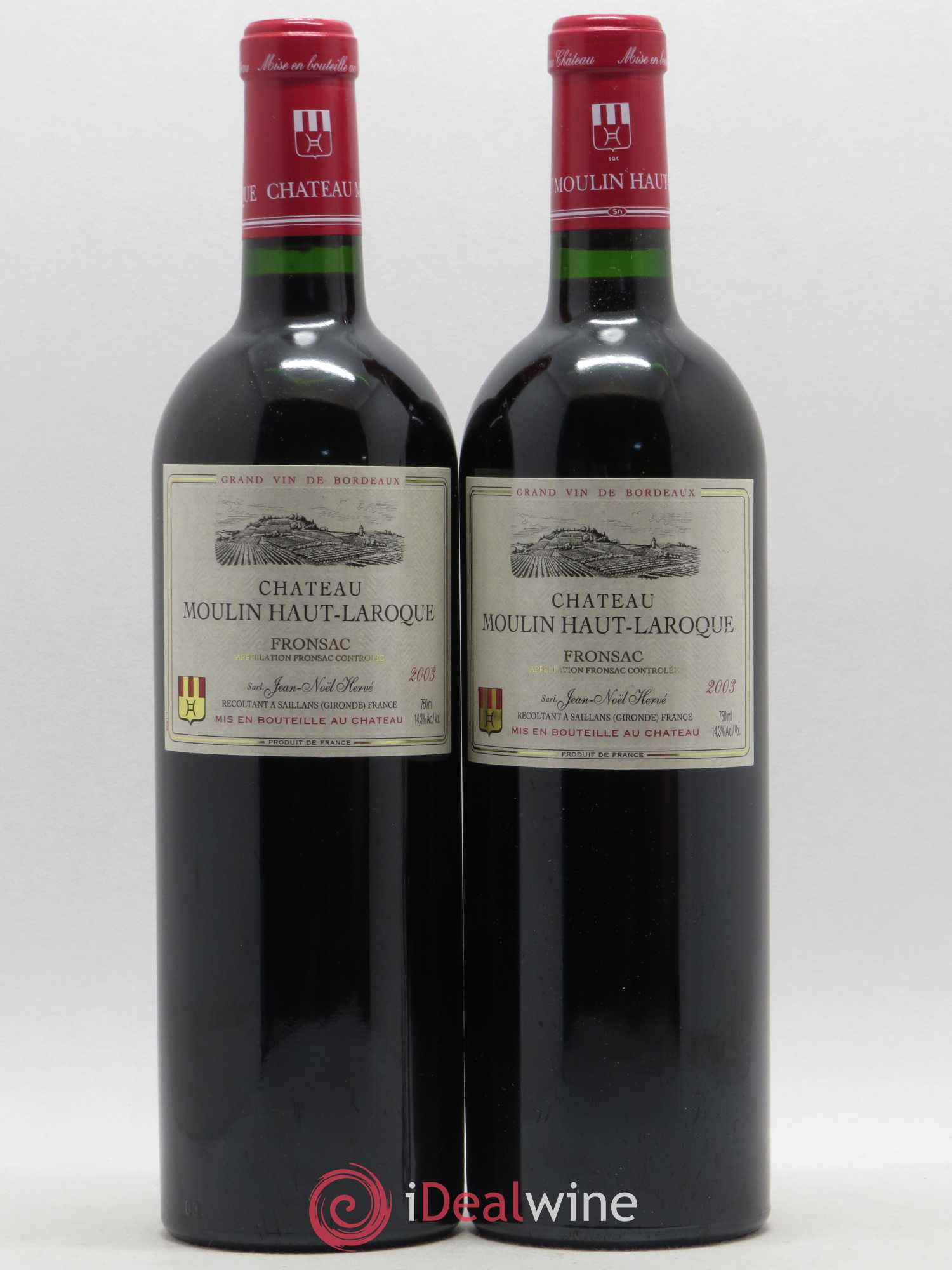 Fronsac Château Moulin Haut-Laroque 2003 - Posten von 2 Flaschen - 0