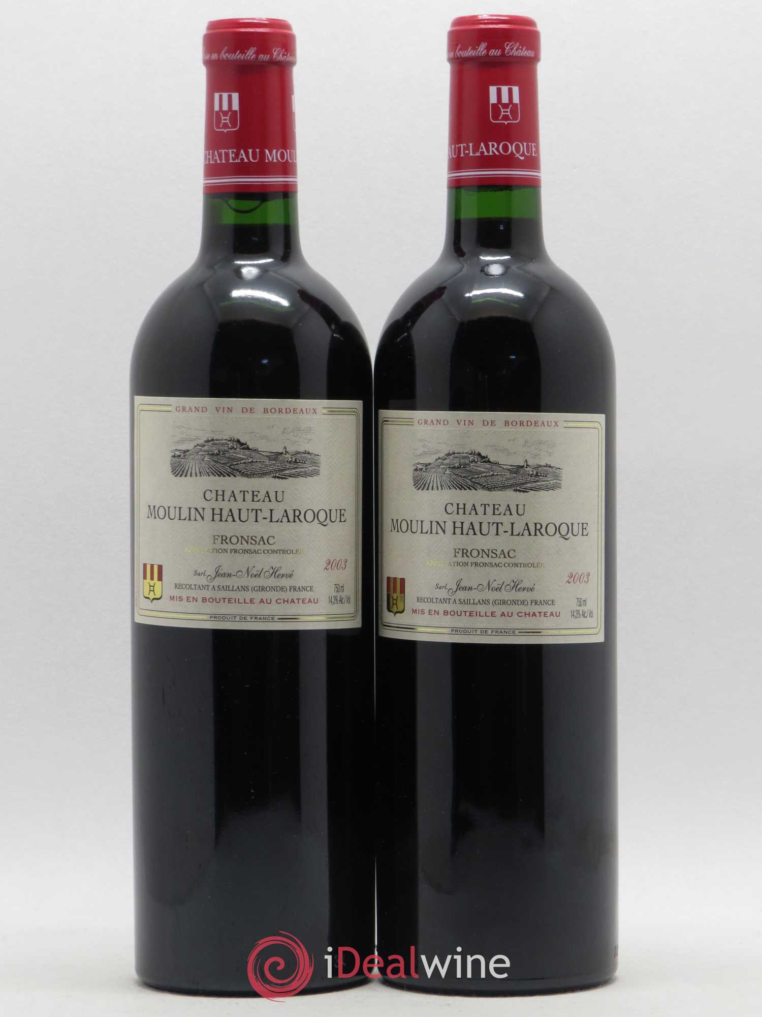 Fronsac Château Moulin Haut-Laroque 2003 - Posten von 2 Flaschen - 0